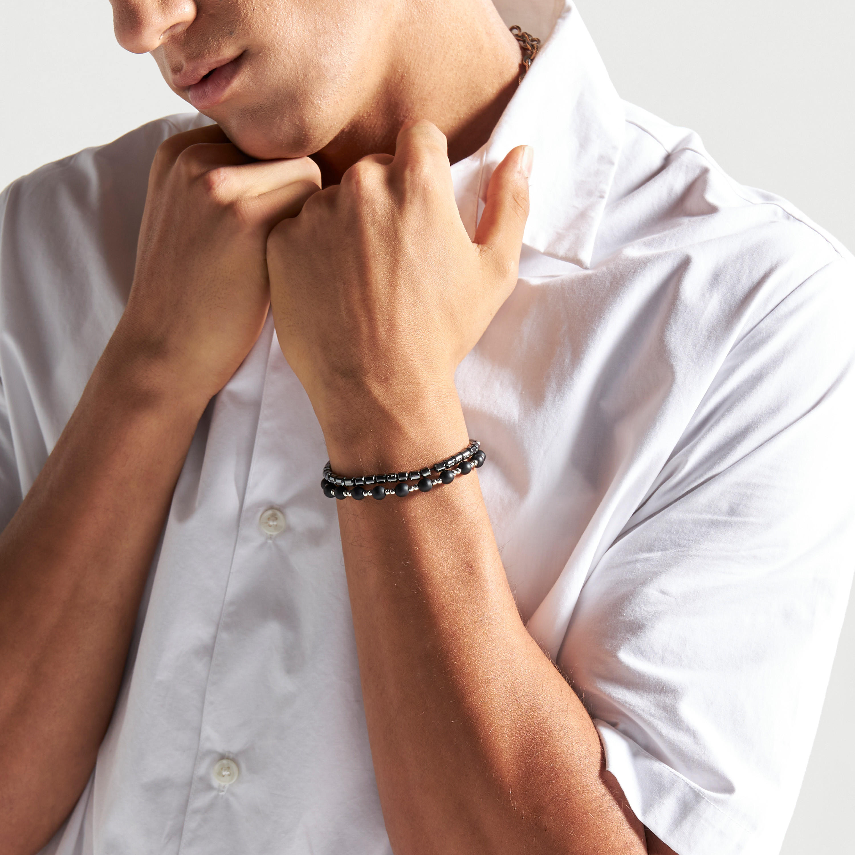 أساور متنوعة مزيّنة بالخرز - طقم من قطعتين-men-watchesandjewellery-bracelets-image-3