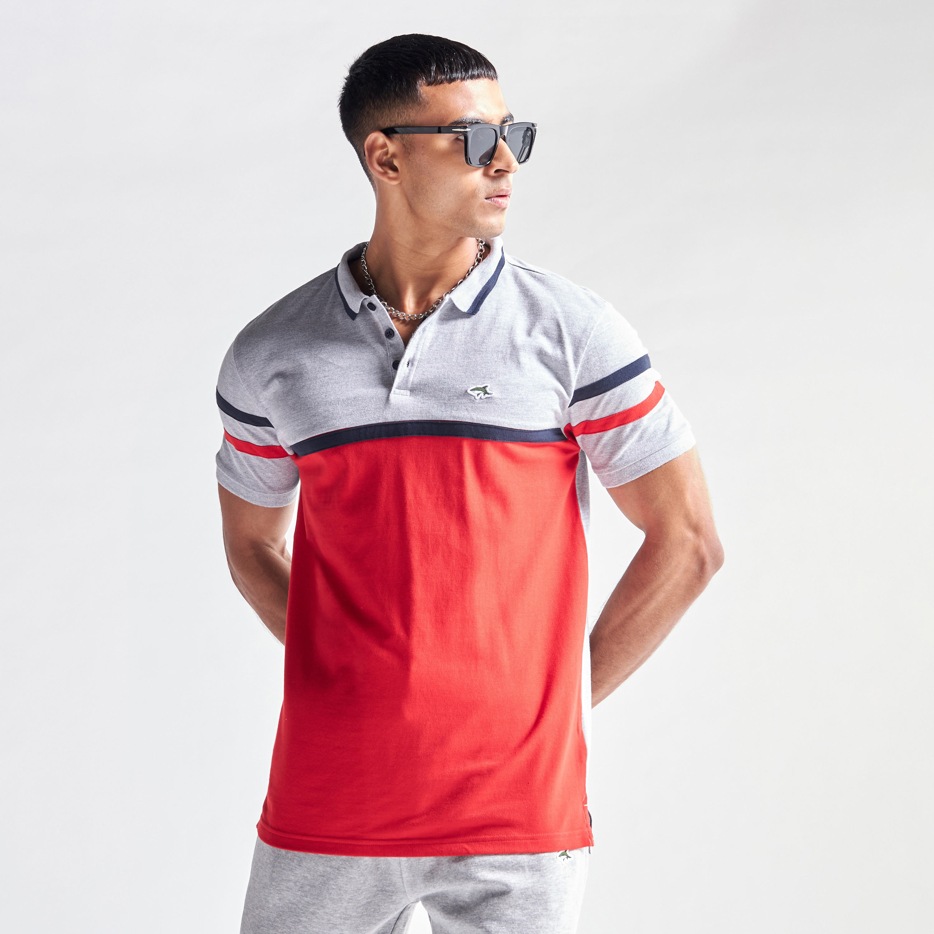 تيشيرت بولو كتل ملونة بأكمام قصيرة من لي شارك-men-clothing-tshirtsandpolos-polos-image-1