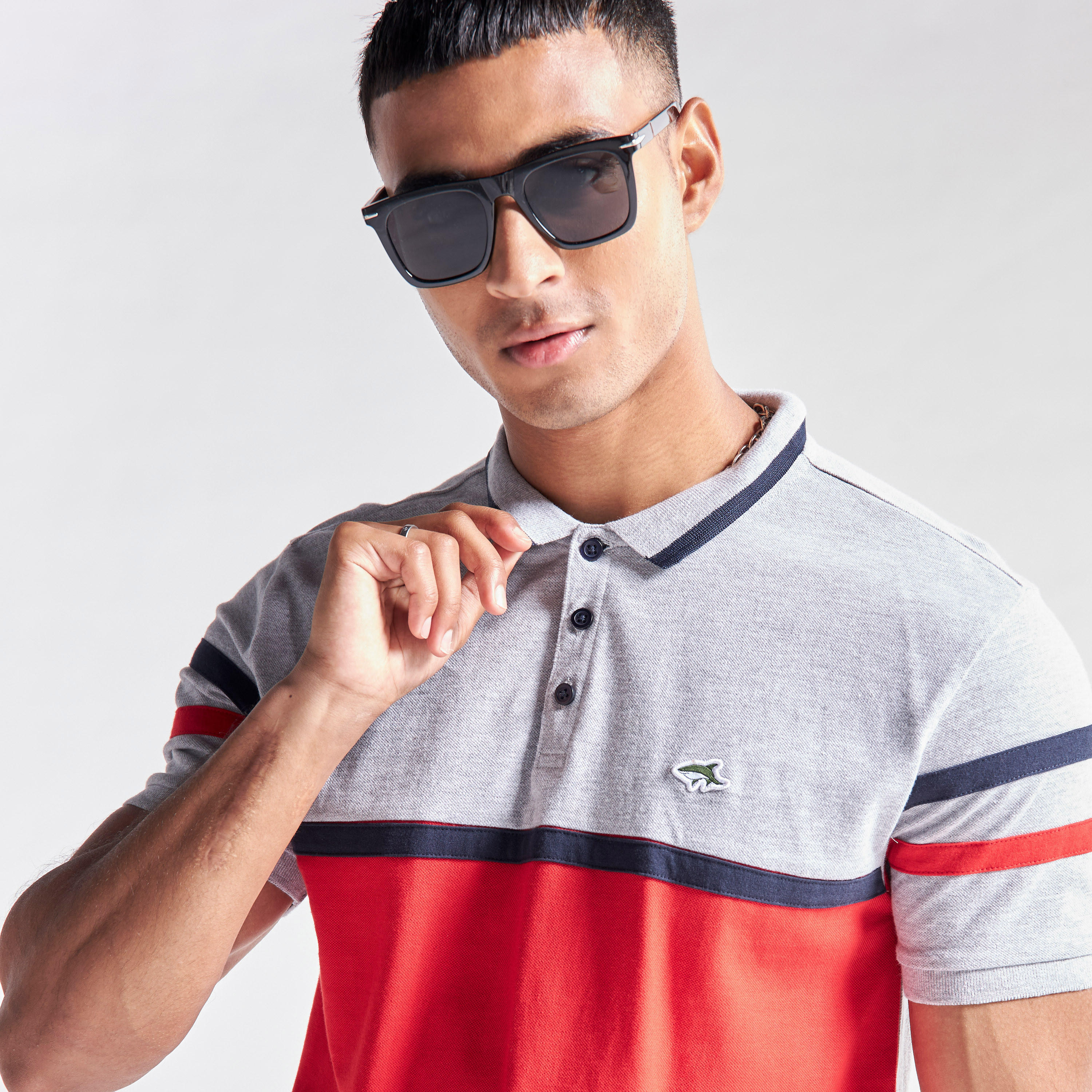 تيشيرت بولو كتل ملونة بأكمام قصيرة من لي شارك-men-clothing-tshirtsandpolos-polos-image-4
