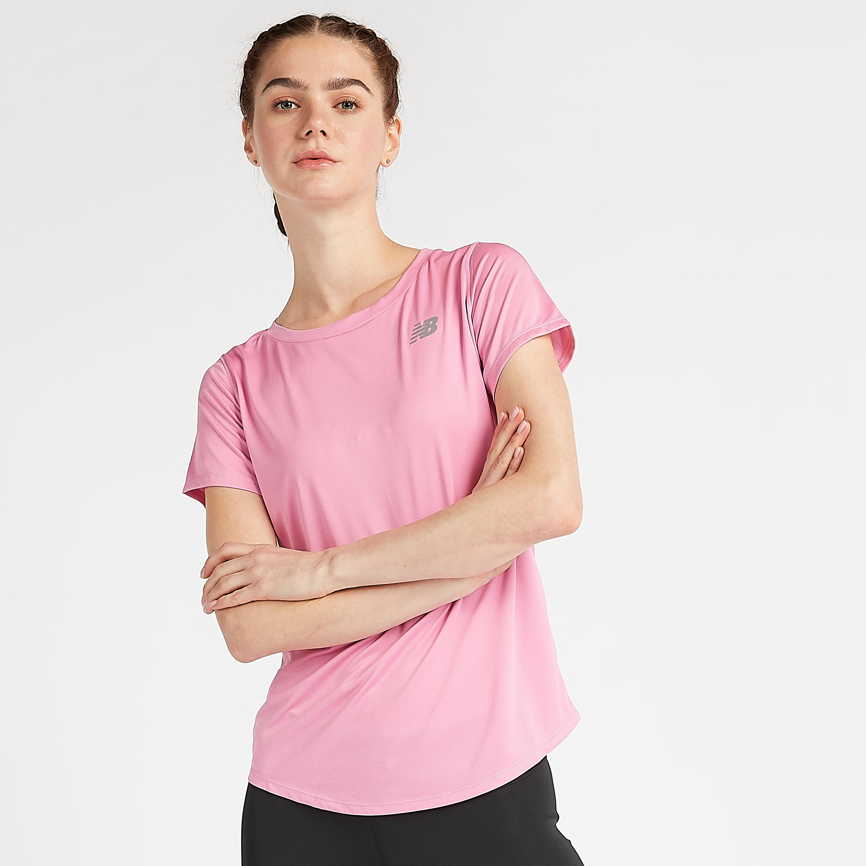 تيشيرت سادة بأكمام قصيرة اكسيليرايت من نيو بالانس-women-clothing-sportswearandactivewear-tshirtsandvests-image-1