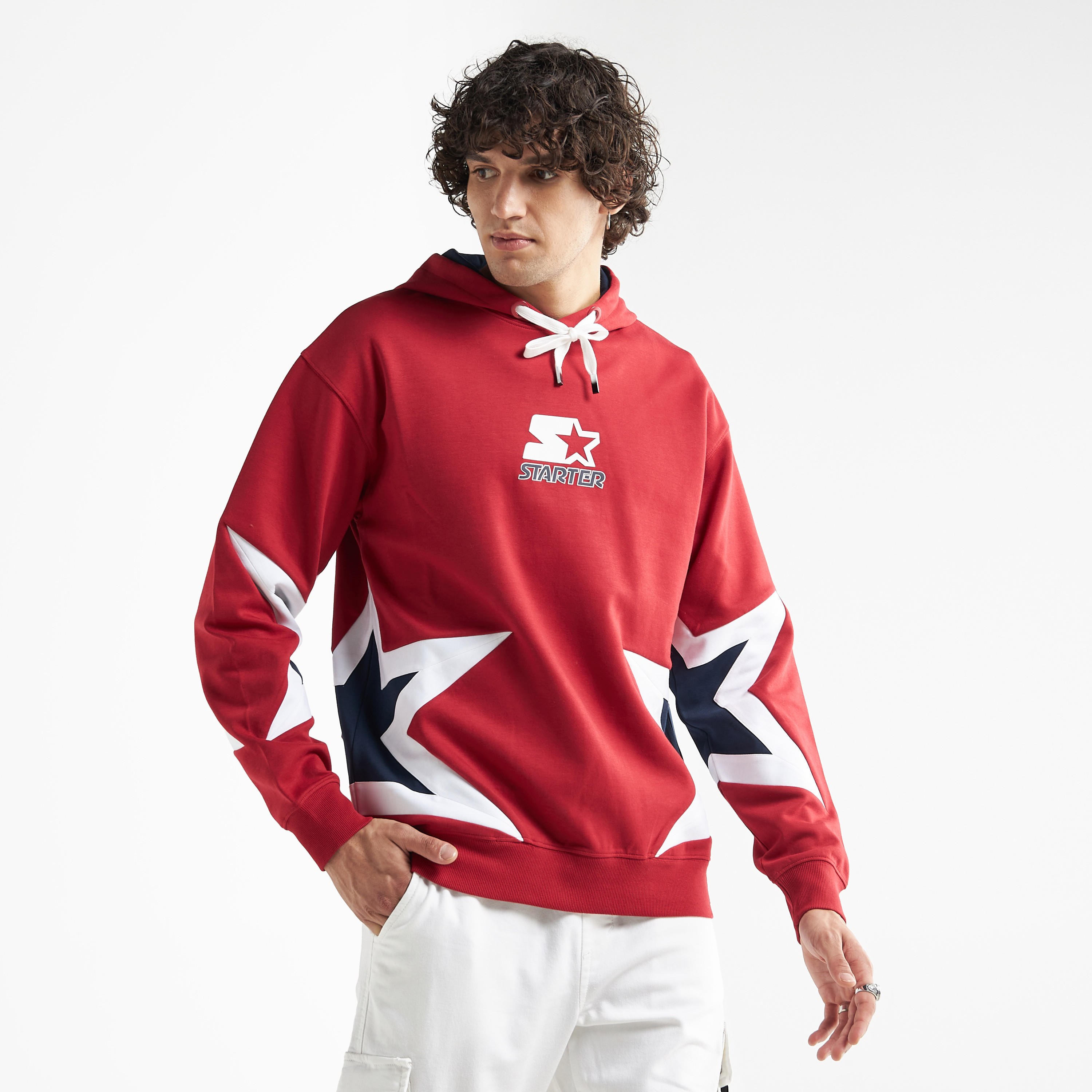 Starter Logo Print Hoodie with Long Sleeves-men-winterwear-hoodiesandsweatshirts-image-1