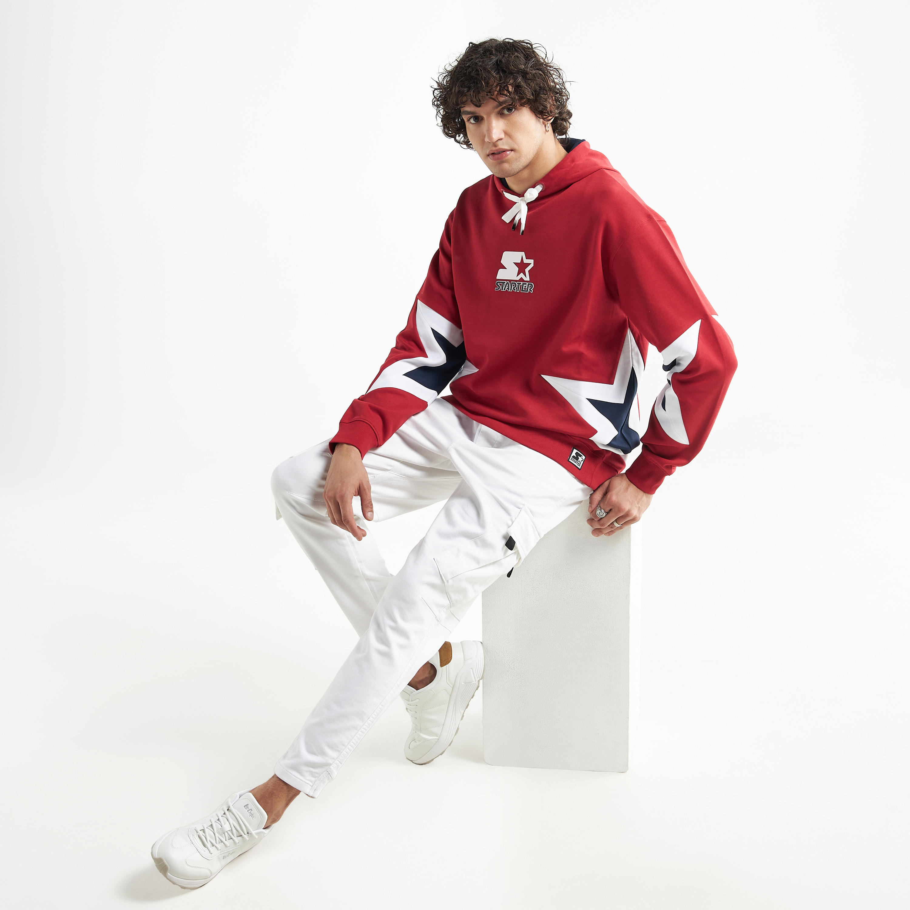 Starter Logo Print Hoodie with Long Sleeves-men-winterwear-hoodiesandsweatshirts-image-2