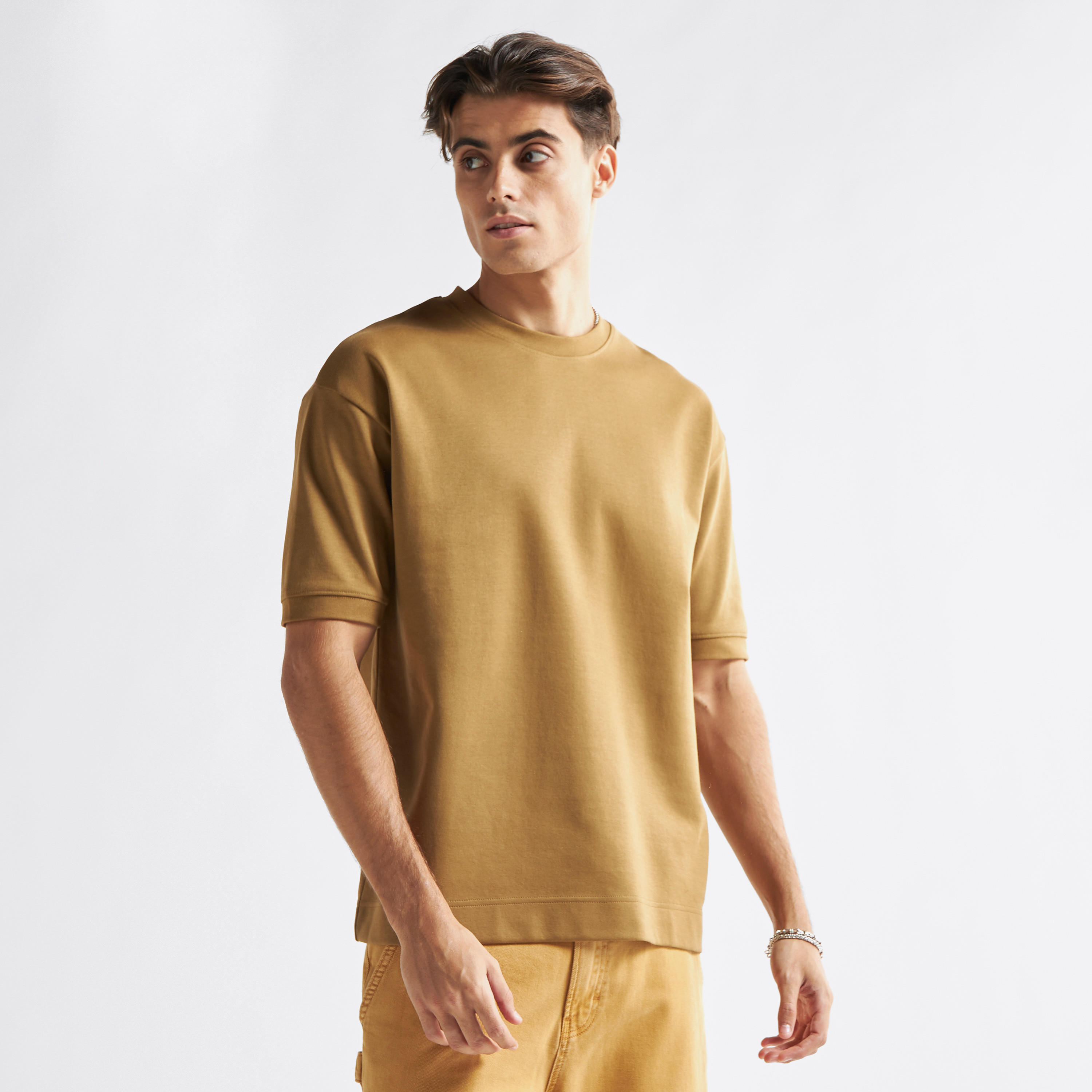 Solid Crew Neck T-shirt with Drop Shoulder Sleeves-men-clothing-tshirtsandpolos-tshirts-image-1