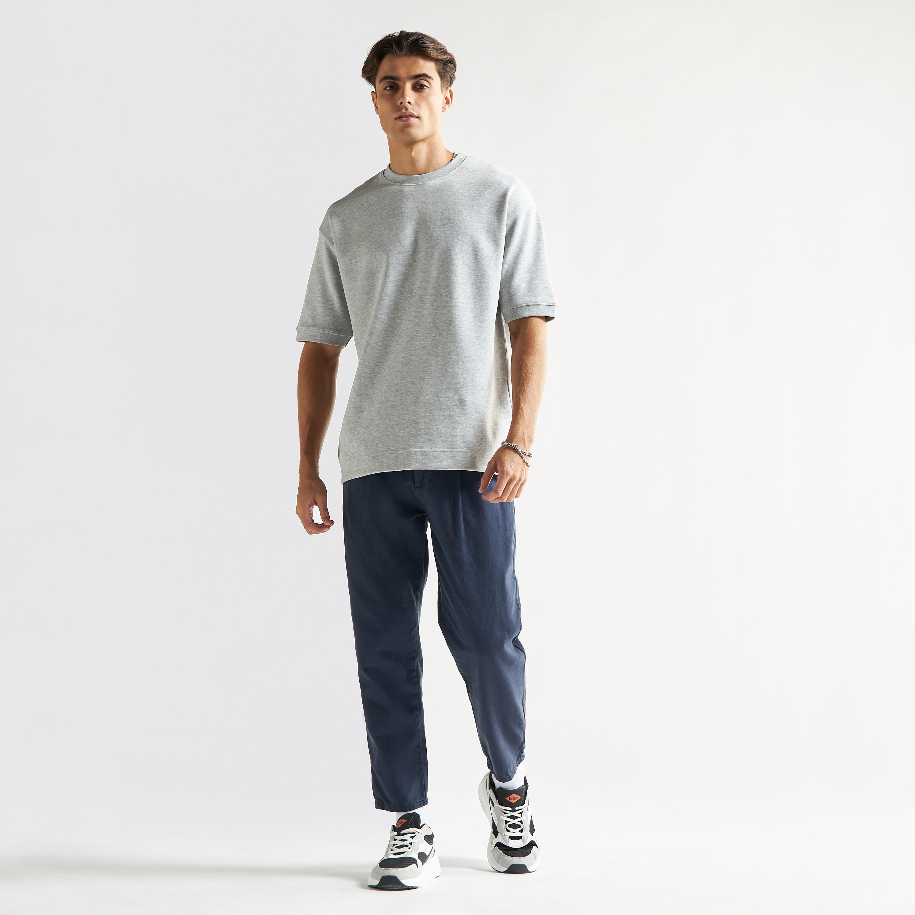 Solid Crew Neck T-shirt with Short Sleeves-men-clothing-tshirtsandpolos-tshirts-image-2