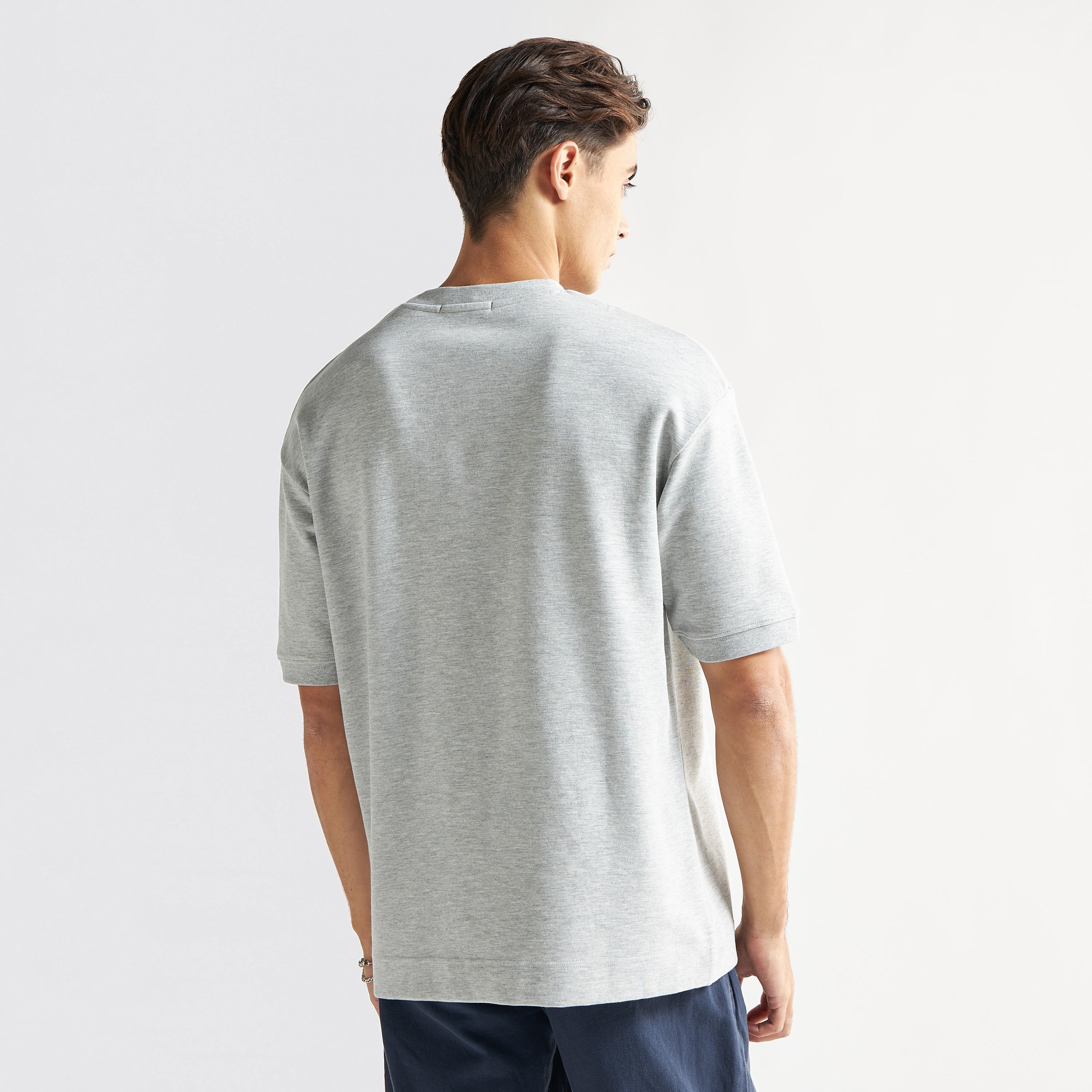 Solid Crew Neck T-shirt with Short Sleeves-men-clothing-tshirtsandpolos-tshirts-image-3
