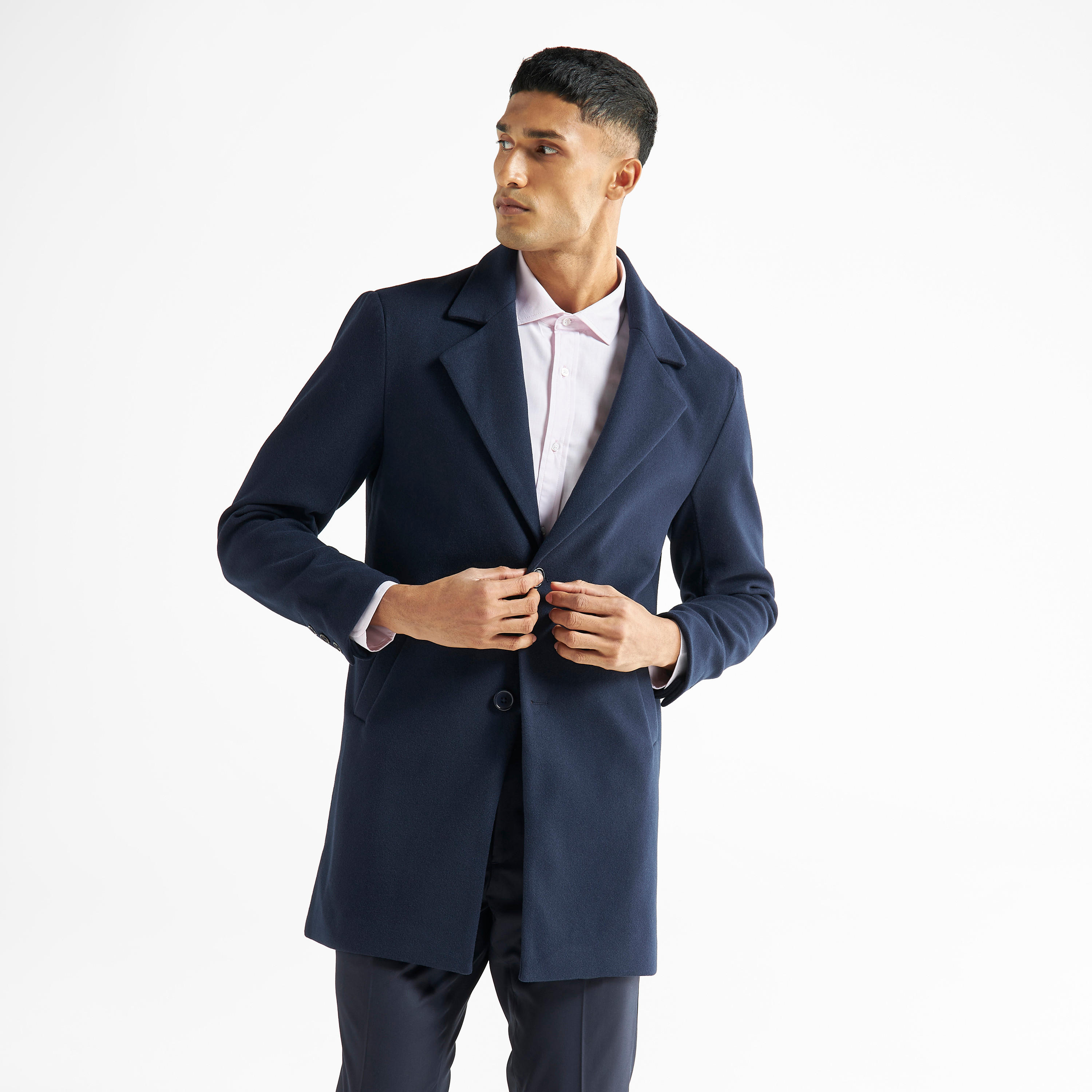 Solid Single Breasted Blazer with Long Sleeves and Pockets-men-winterwear-jacketsandblazers-image-1