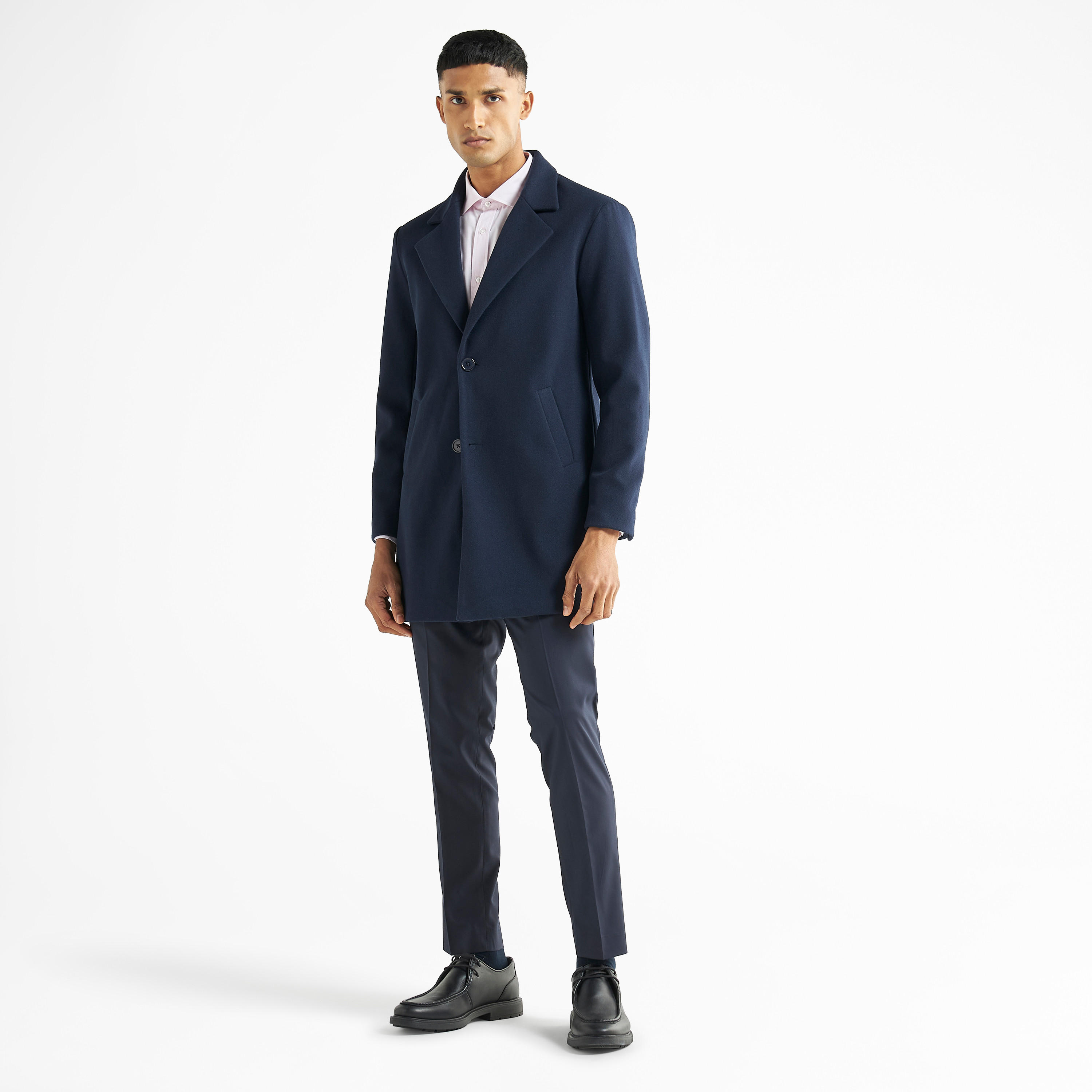 Solid Single Breasted Blazer with Long Sleeves and Pockets-men-winterwear-jacketsandblazers-image-2