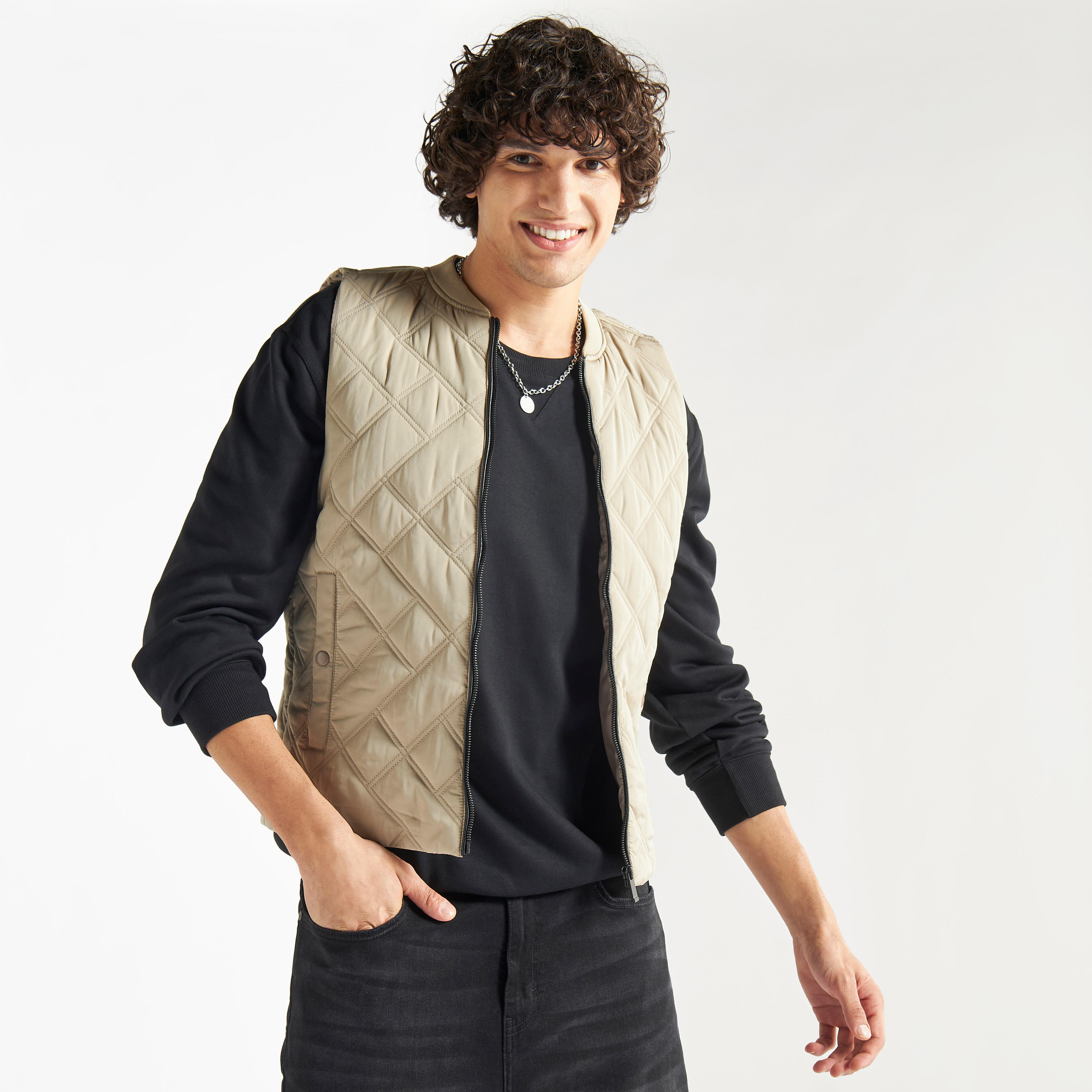 Quilted Zip Through Sleeveless Jacket with Pockets-men-clothing-jacketsandblazers-jackets-image-1