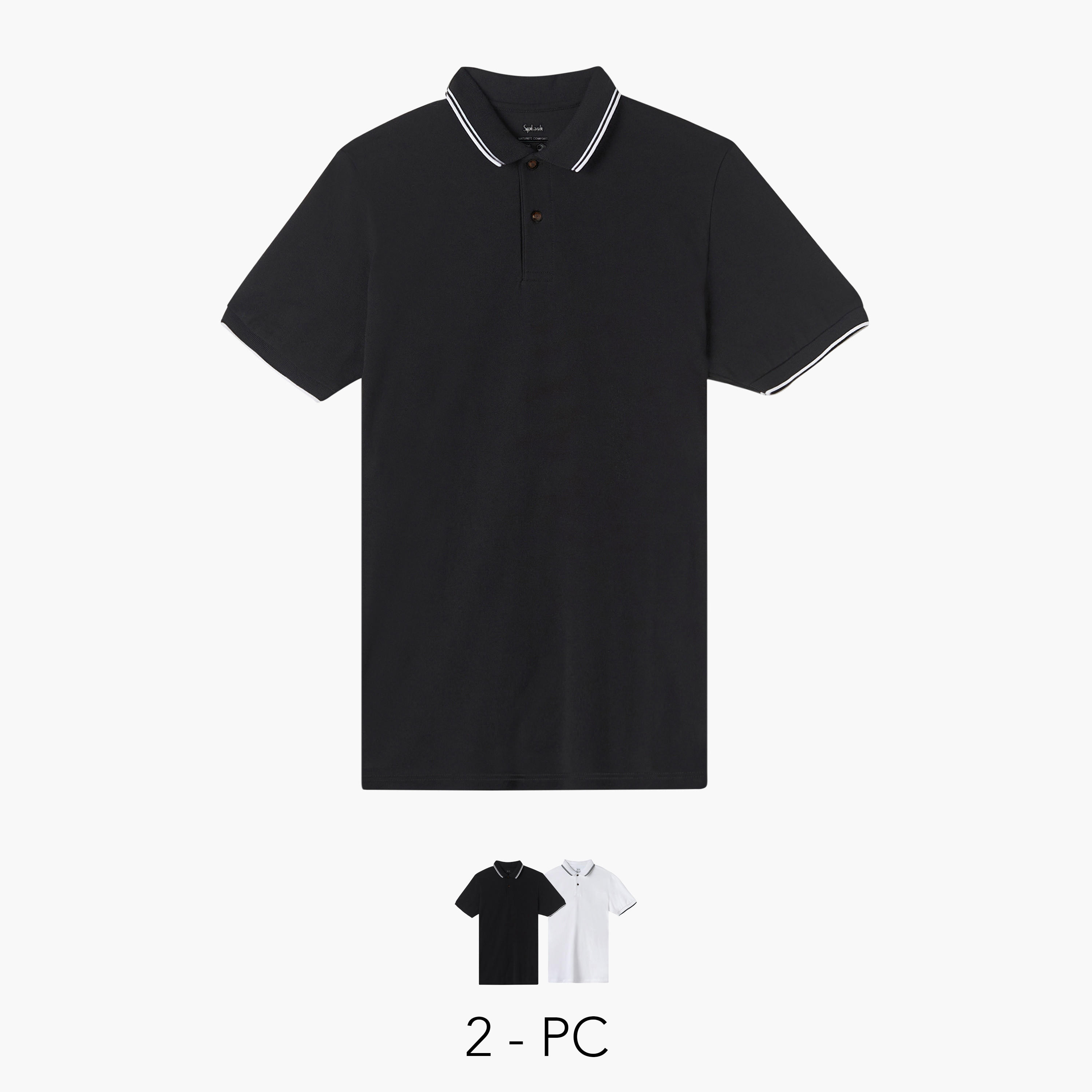 Set of 2 - Solid Polo T-shirt with Short Sleeves-men-clothing-tshirtsandpolos-polos-image-1