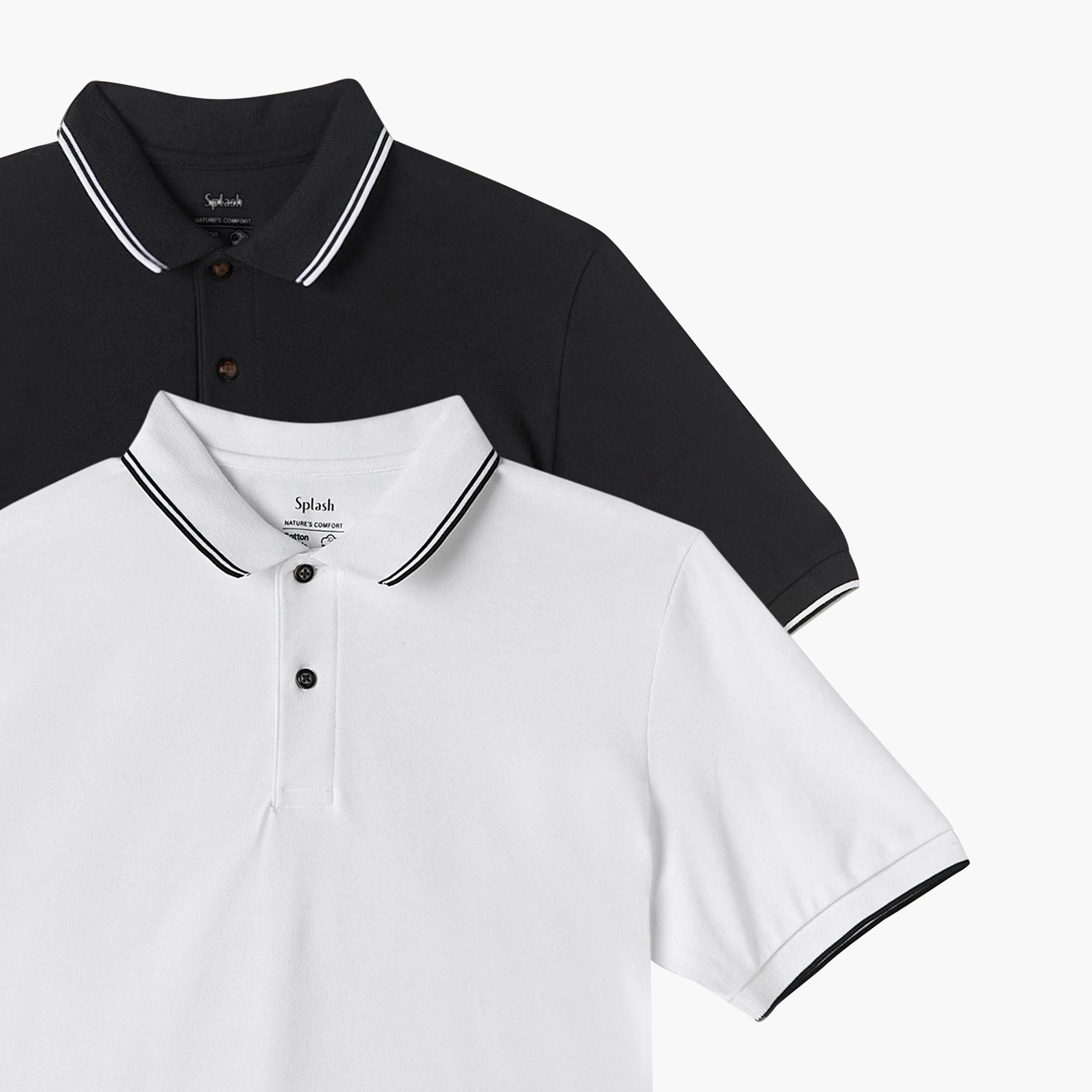 Set of 2 - Solid Polo T-shirt with Short Sleeves-men-clothing-tshirtsandpolos-polos-image-5