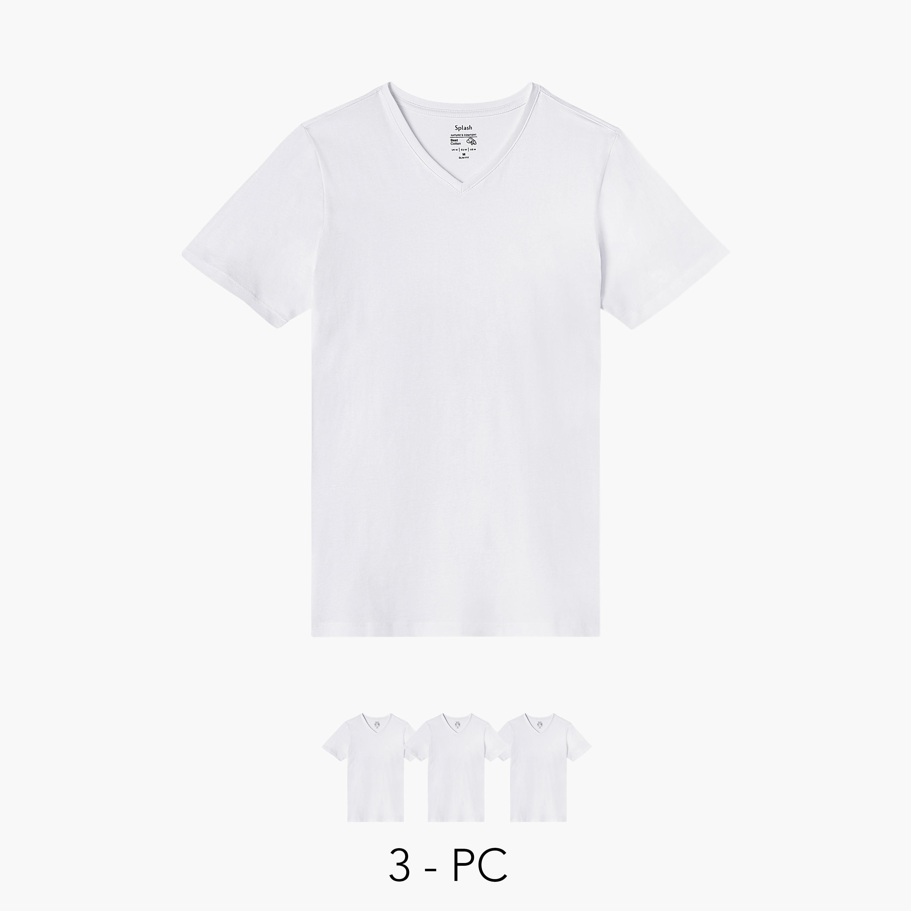 طقم تيشيرت من 3 قطع بقصّة سليم وياقة V وأكمام قصيرة-men-clothing-tshirtsandpolos-tshirts-image-1