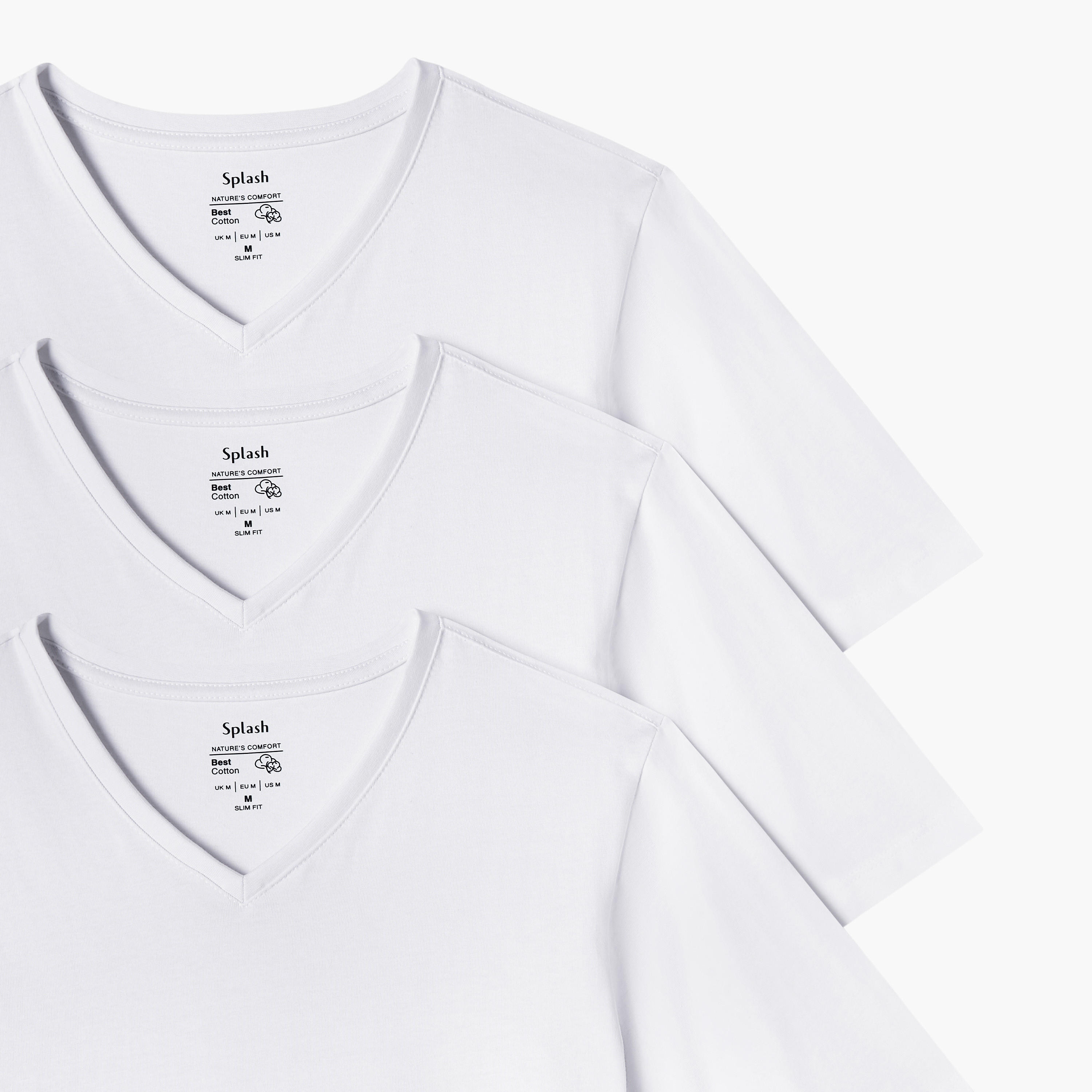 طقم تيشيرت من 3 قطع بقصّة سليم وياقة V وأكمام قصيرة-men-clothing-tshirtsandpolos-tshirts-image-4