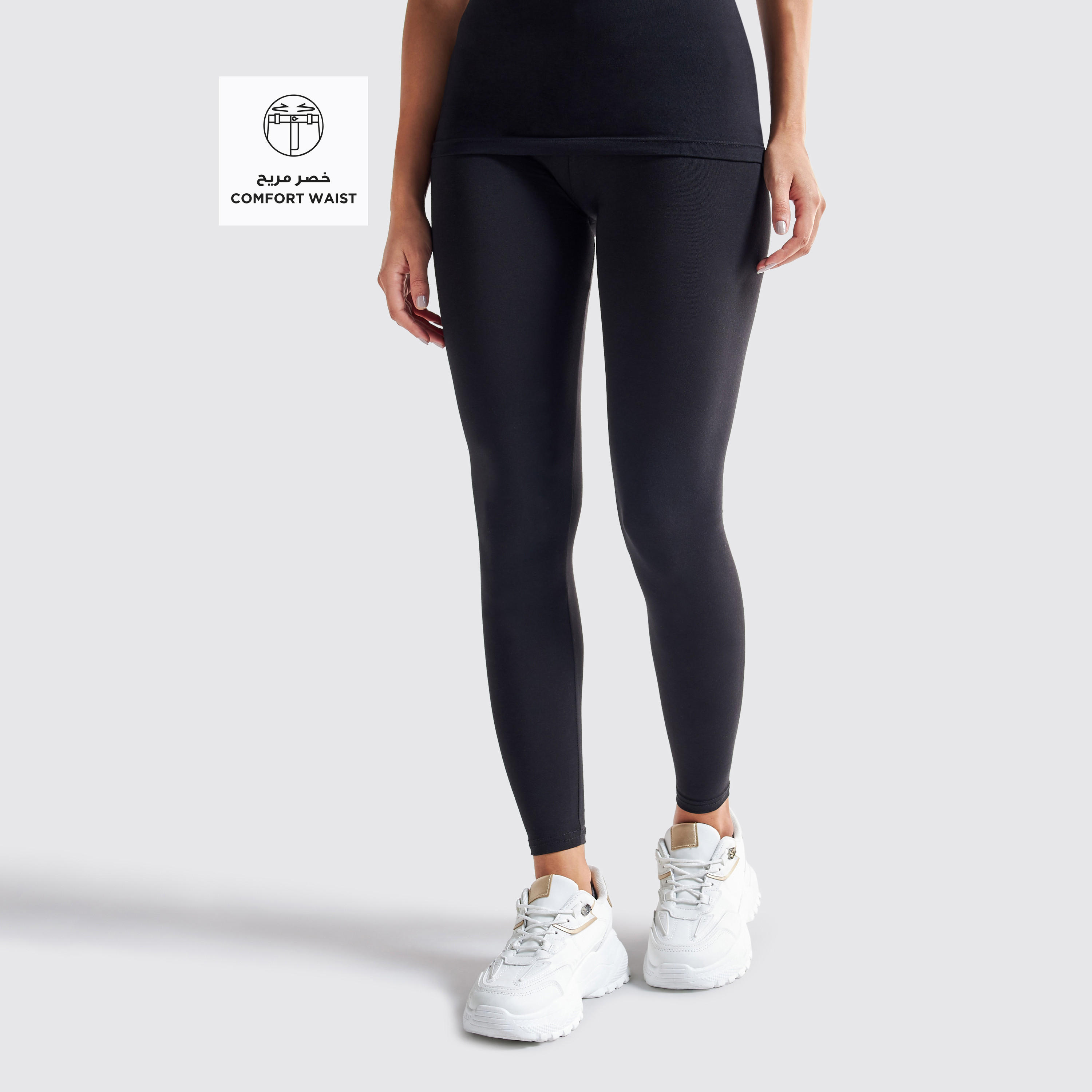 بنطلون ليقنز بخصر مطاطي فليكسي كومفورت - عبوة من قطعتين-women-clothing-bottoms-leggings-image-2