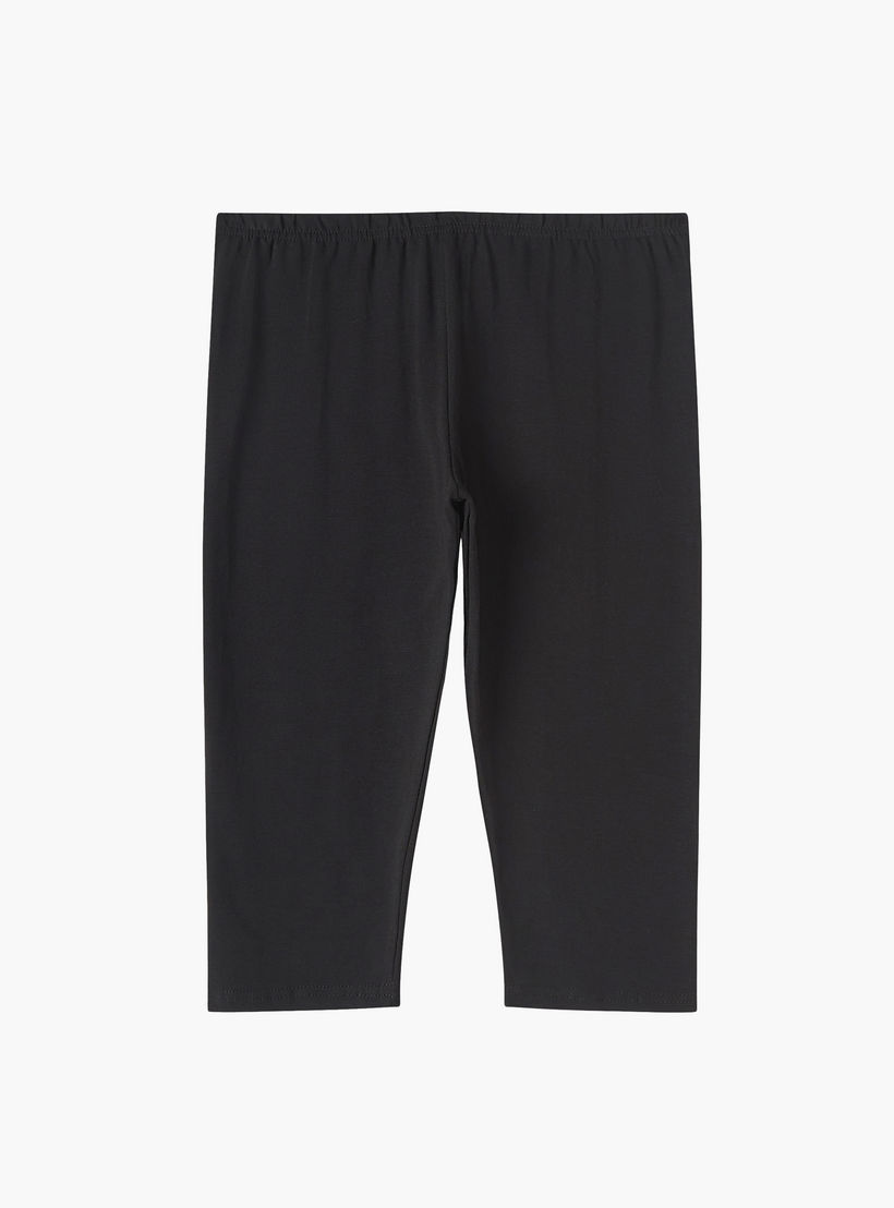 بنطلون ليقنز قصير سادة بخصر مطاطي - عبوة من قطعتين-women-clothing-bottoms-leggings-image-2