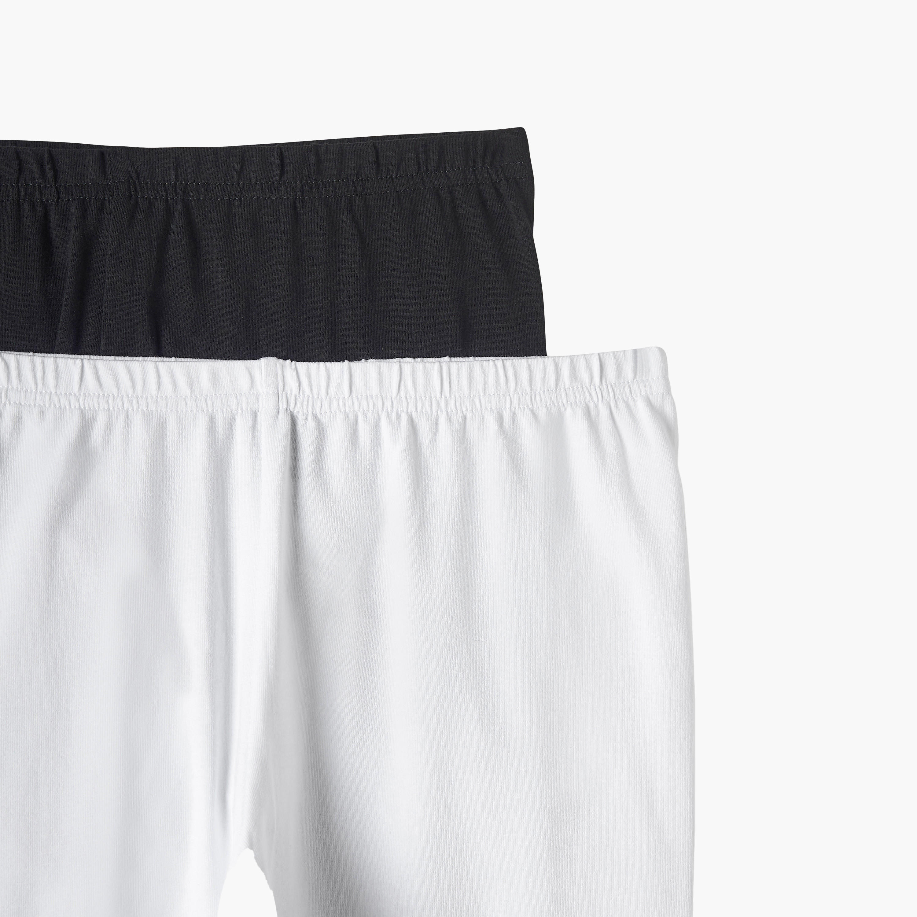 بنطلون ليقنز قصير سادة بخصر مطاطي - عبوة من قطعتين-women-clothing-bottoms-leggings-image-1