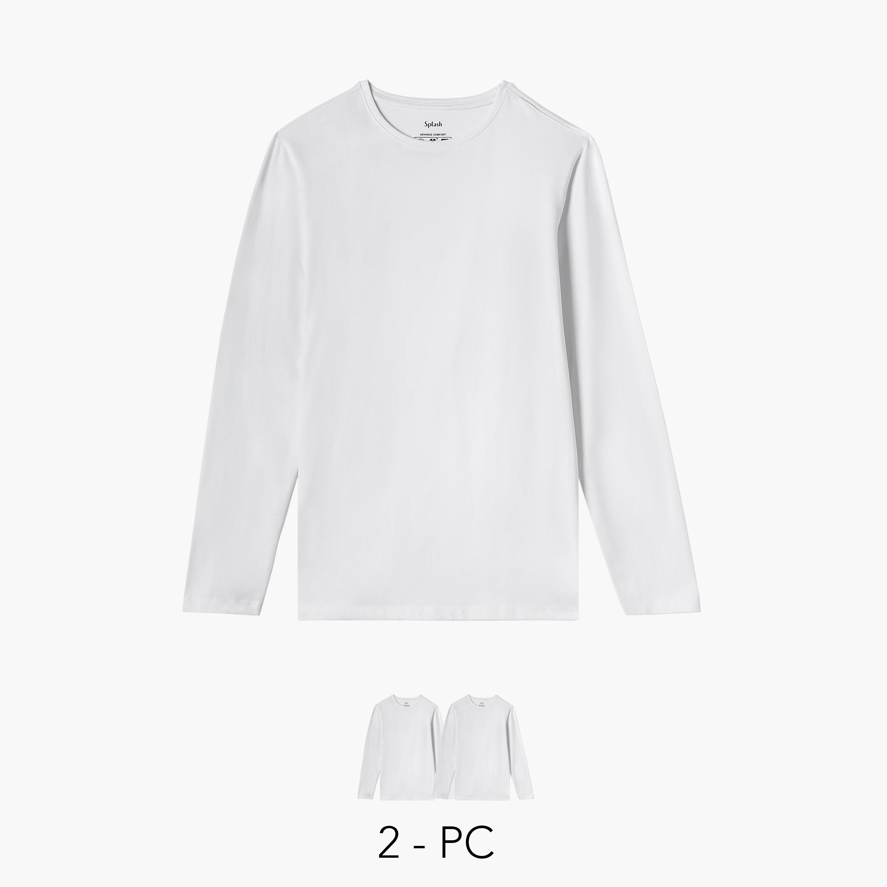 طقم تيشيرت من قطعتين بقصّة سليم وياقة ضيّقة وأكمام طويلة-men-clothing-tshirtsandpolos-tshirts-image-1