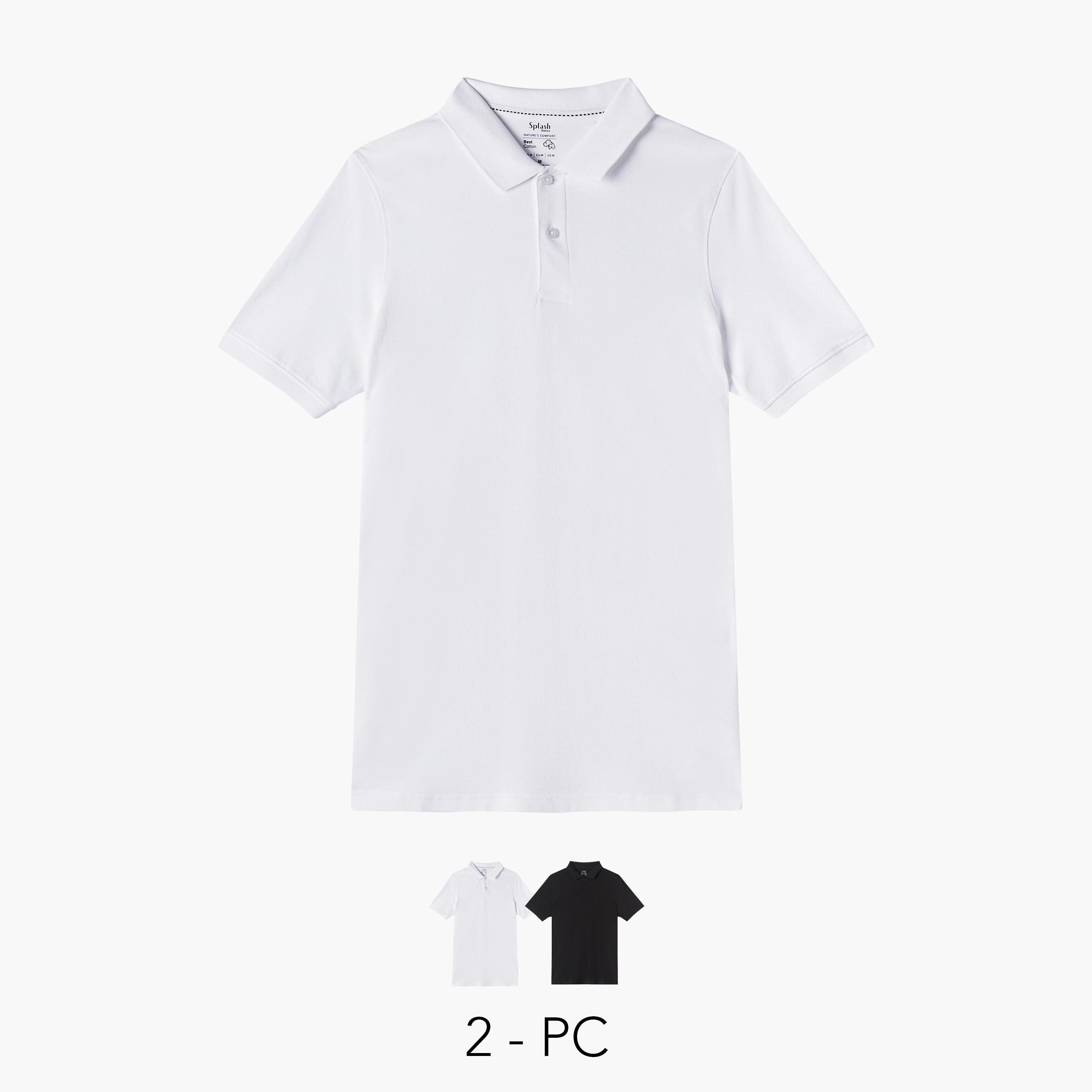 تيشيرت بولو سادة بأكمام قصيرة - عبوة من قطعتين-men-clothing-tshirtsandpolos-polos-image-5