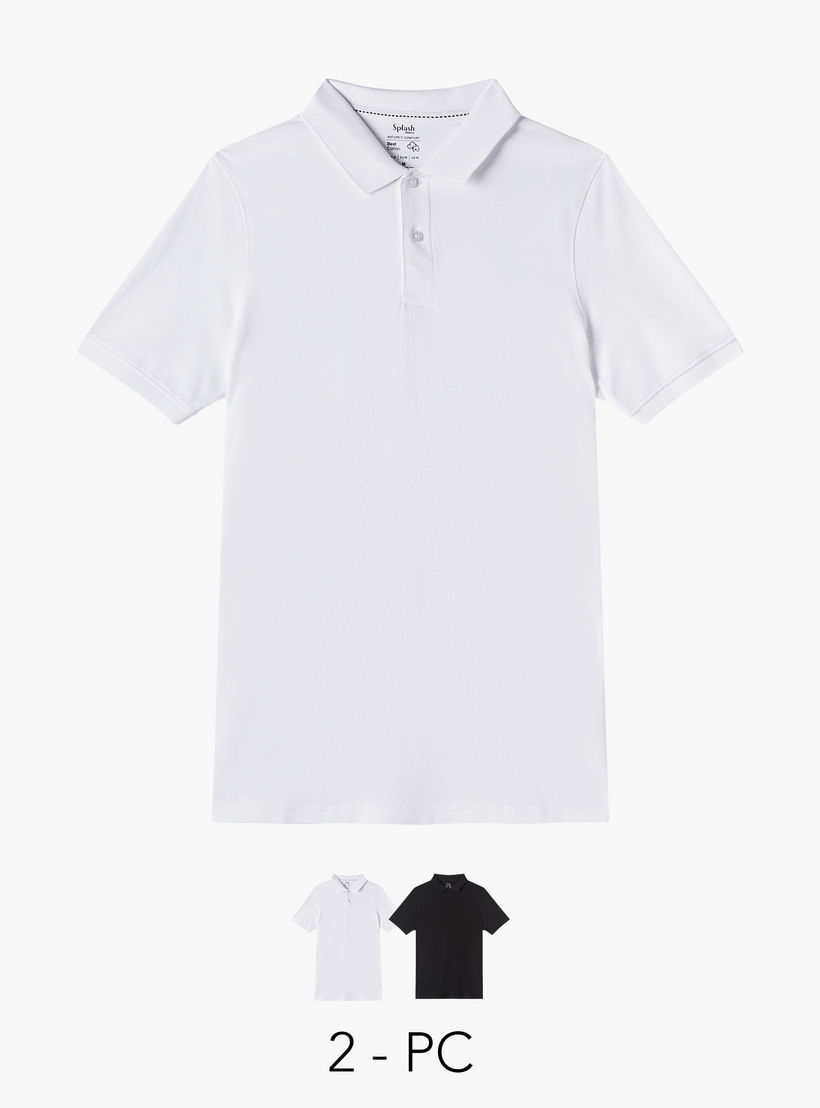 تيشيرت بولو سادة بأكمام قصيرة - عبوة من قطعتين-men-clothing-tshirtsandpolos-polos-image-5