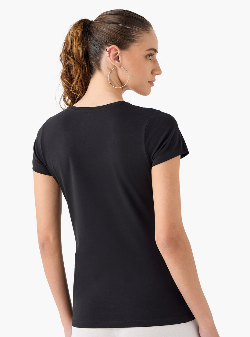 Set of 2 - Splash Basics Solid V-Neck T-shirt with Cap Sleeves and Antibacterial Protection-women-clothing-tshirts-image-3