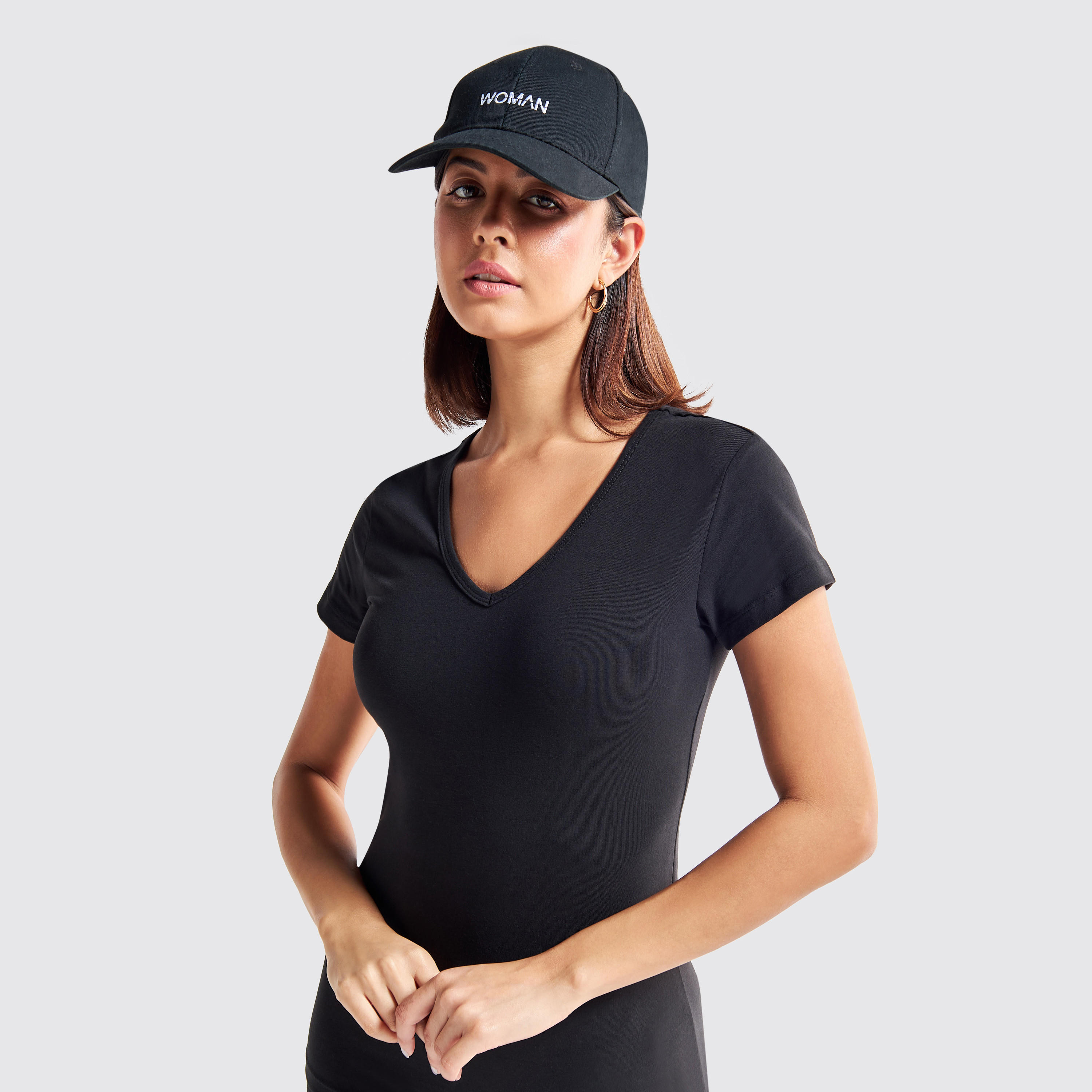 Set of 2 - Solid V-Neck T-shirt with Cap Sleeves-women-clothing-tshirts-image-2