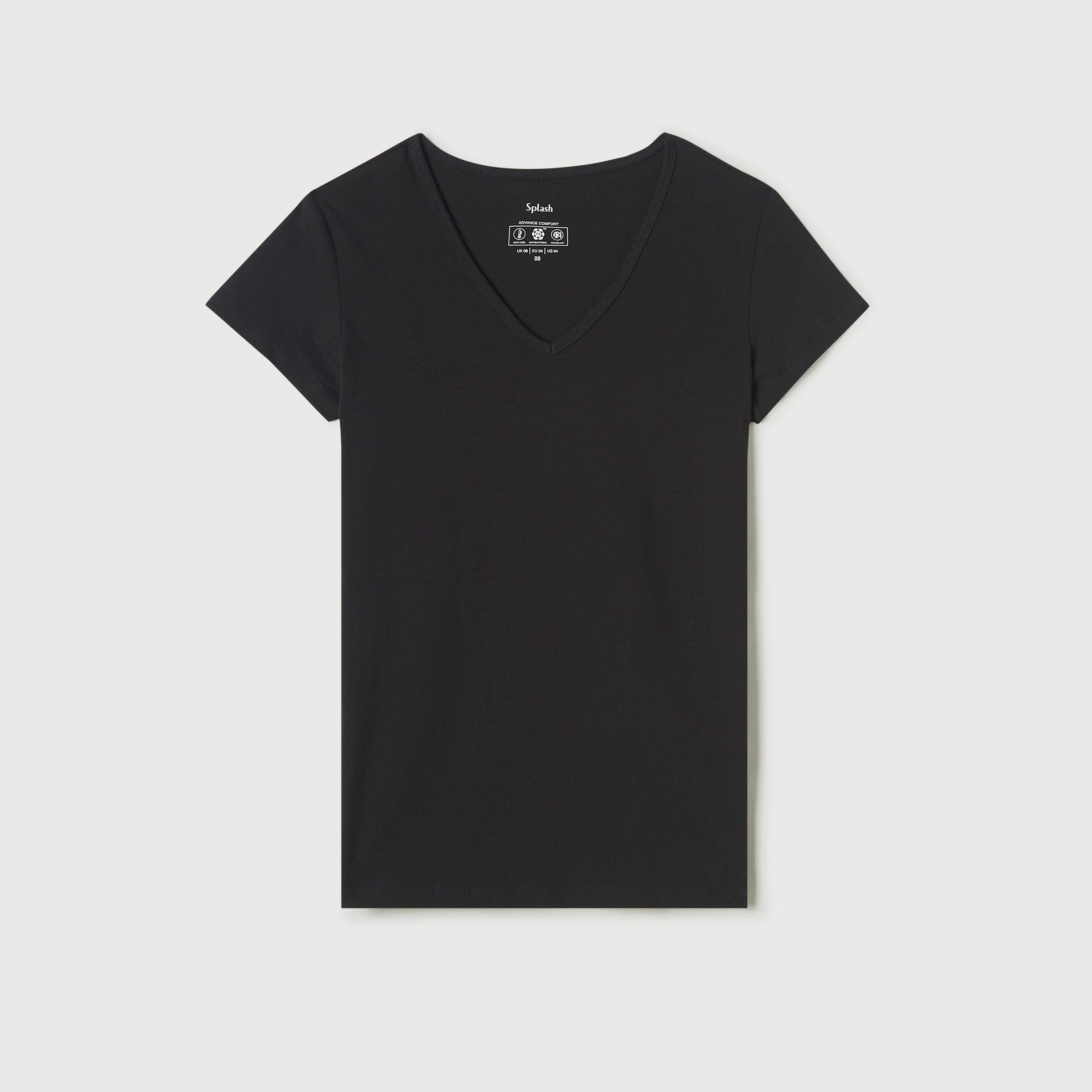 Set of 2 - Solid V-Neck T-shirt with Cap Sleeves-women-clothing-tshirts-image-4