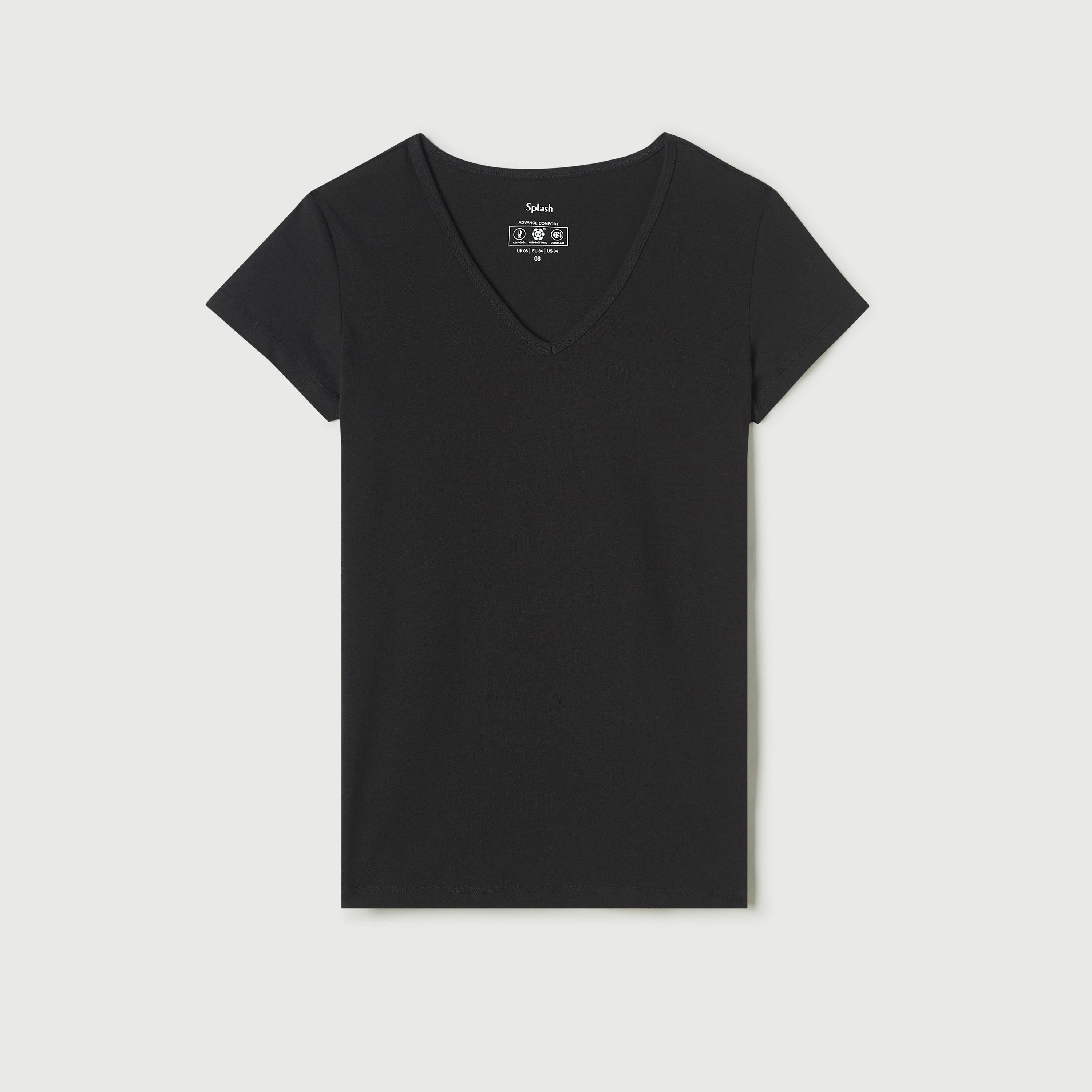 Set of 2 - Splash Basics Solid V-Neck T-shirt with Cap Sleeves and Antibacterial Protection-women-clothing-tshirts-image-11