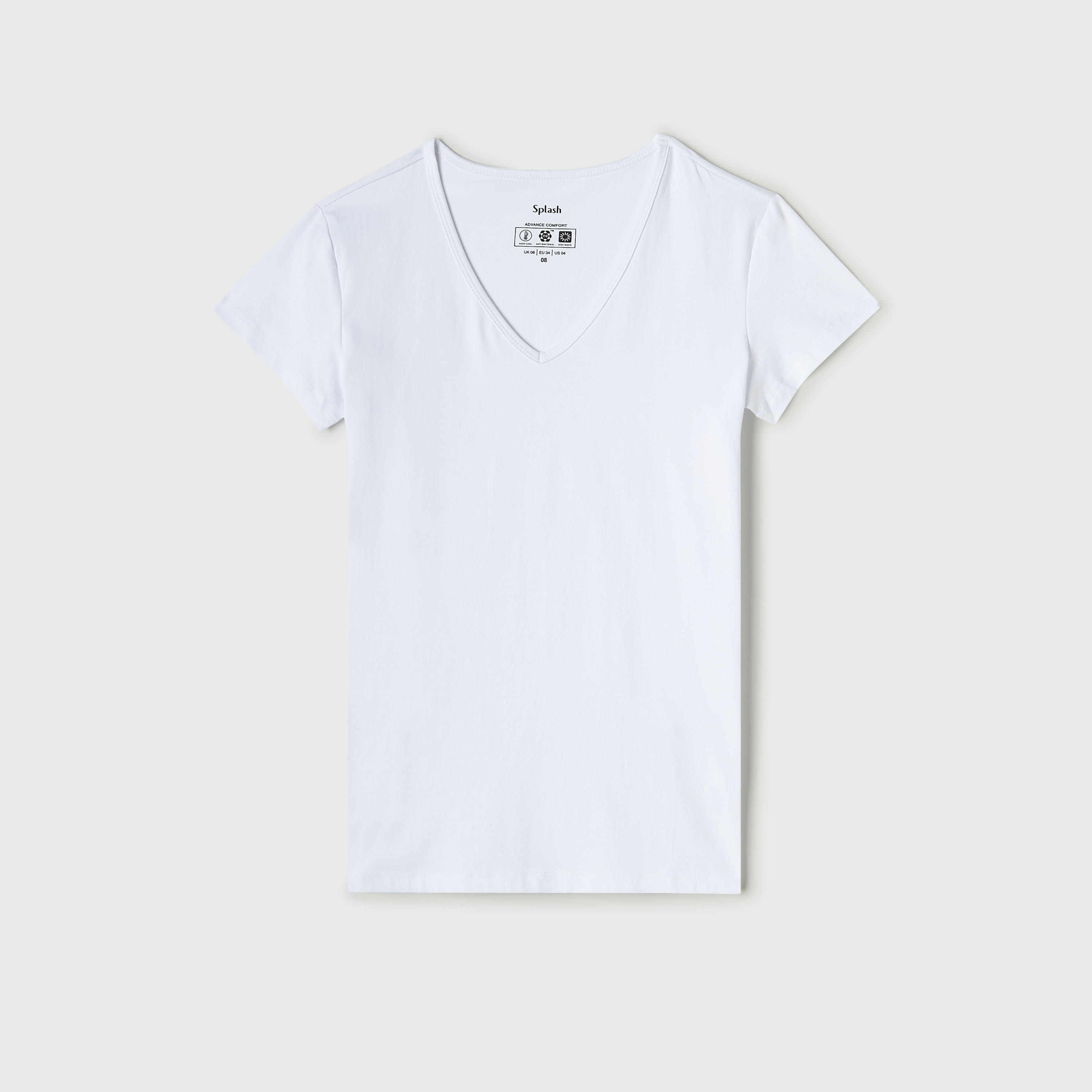 Set of 2 - Solid V-Neck T-shirt with Cap Sleeves-women-clothing-tshirts-image-5