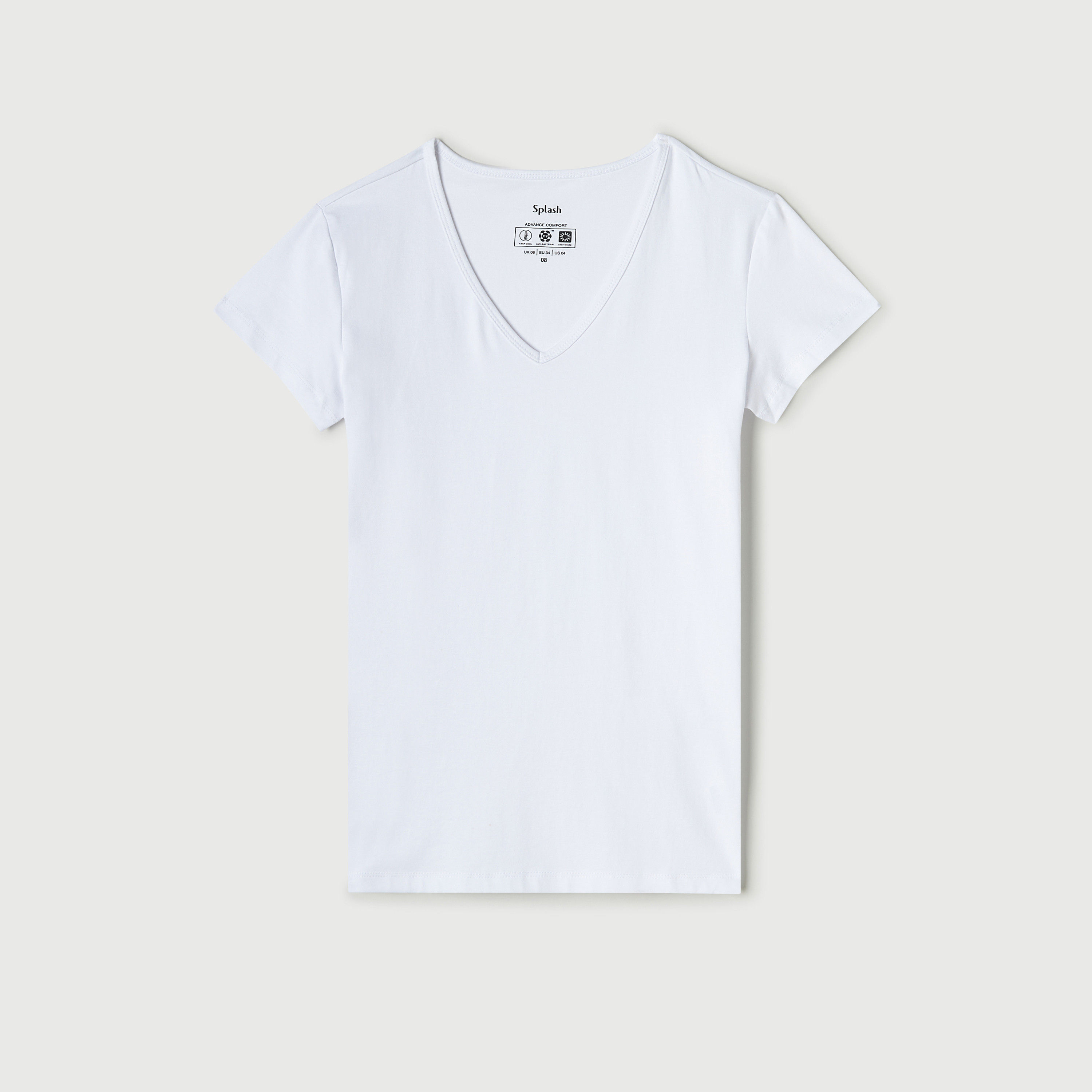 Set of 2 - Splash Basics Solid V-Neck T-shirt with Cap Sleeves and Antibacterial Protection-women-clothing-tshirts-image-12