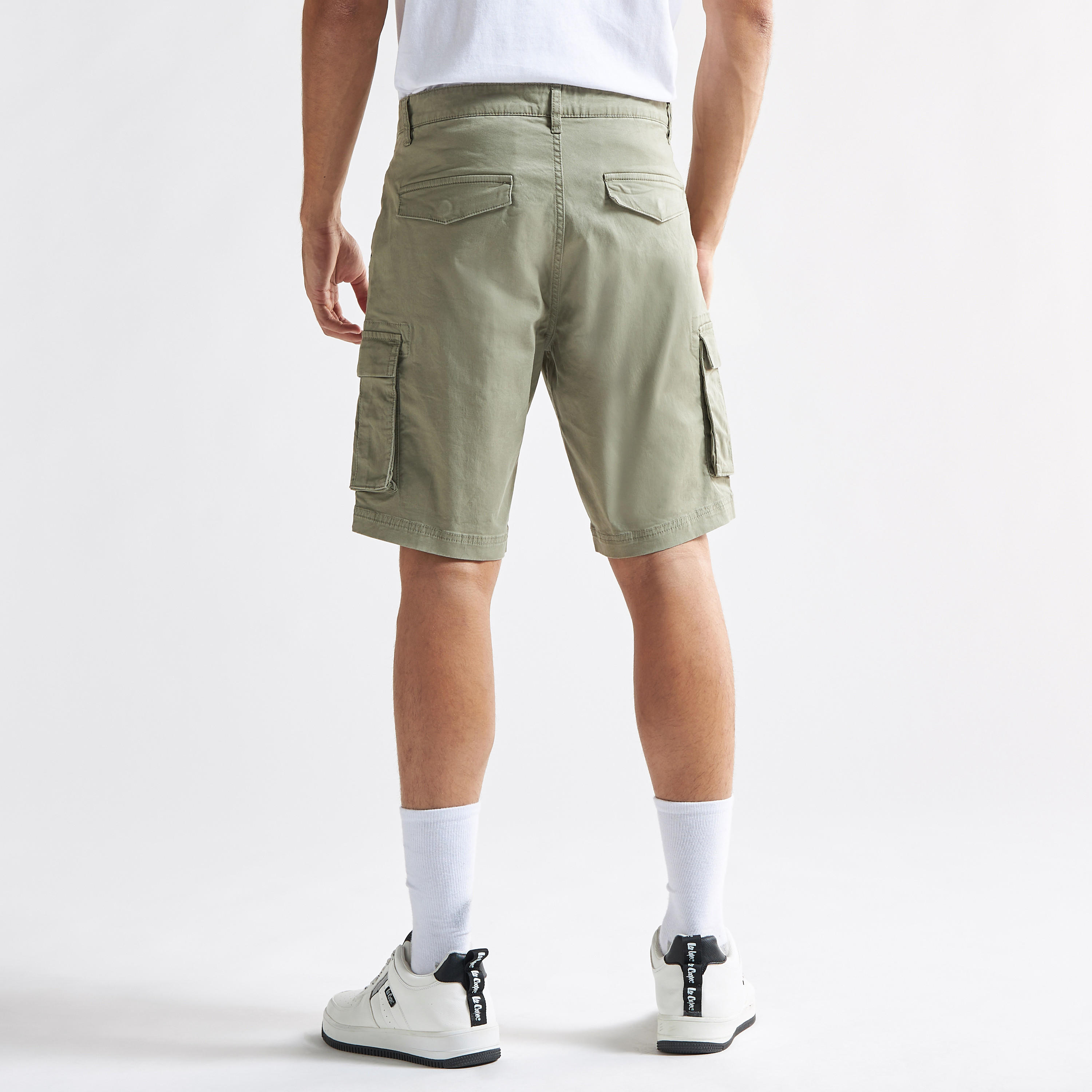 Solid Cargo Shorts with Pockets and Button Closure-men-clothing-bottoms-shorts-image-3
