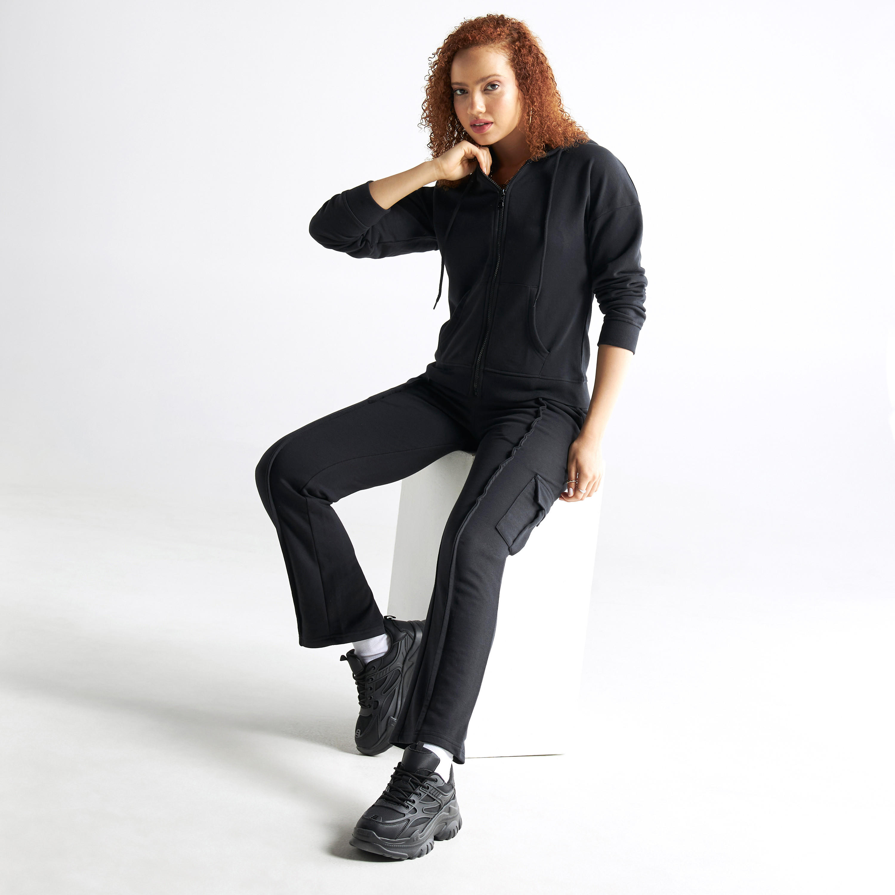 Solid Pants with Elasticated Waistband and Pockets-women-clothing-bottoms-trousers-image-2