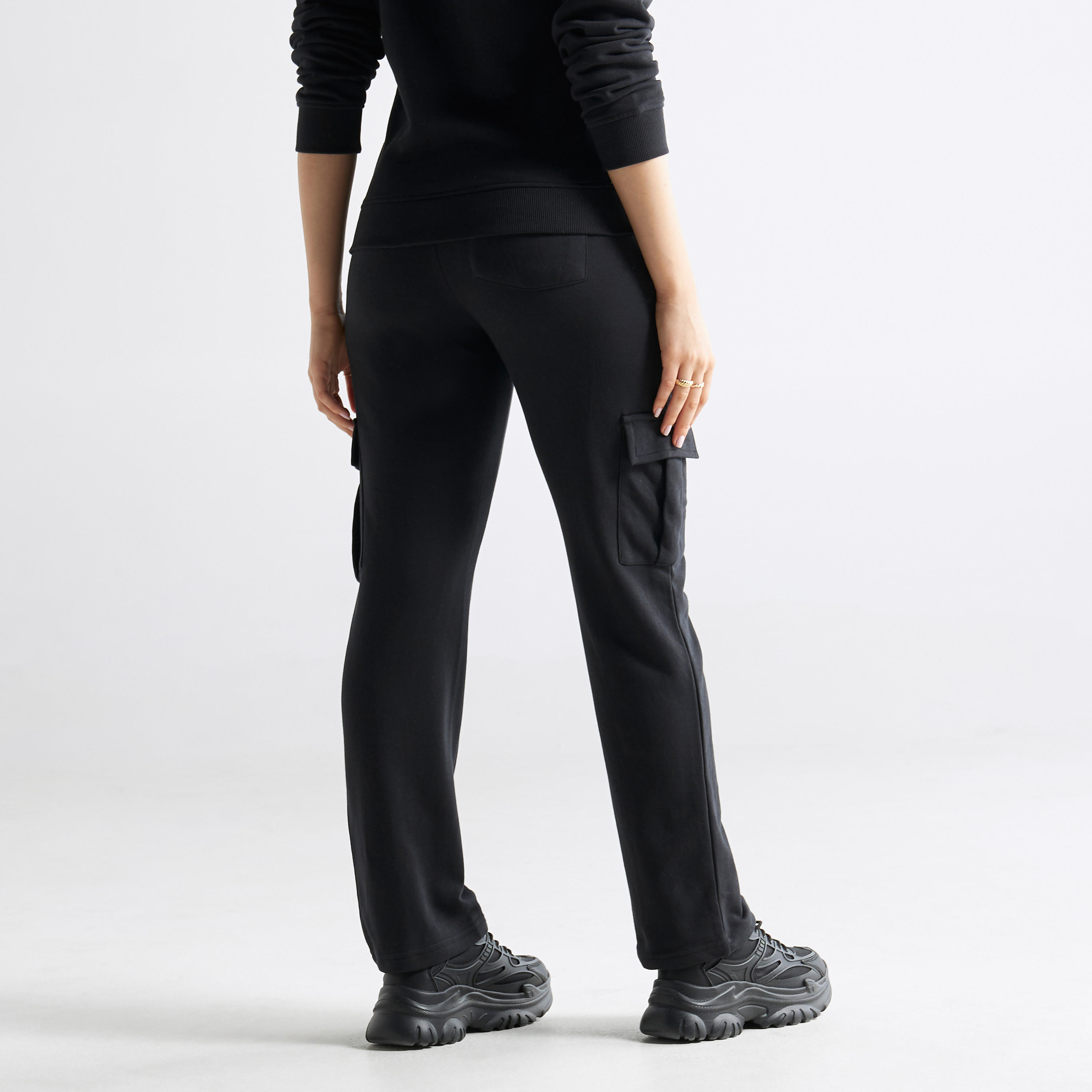 Solid Pants with Elasticated Waistband and Pockets-women-clothing-bottoms-trousers-image-3