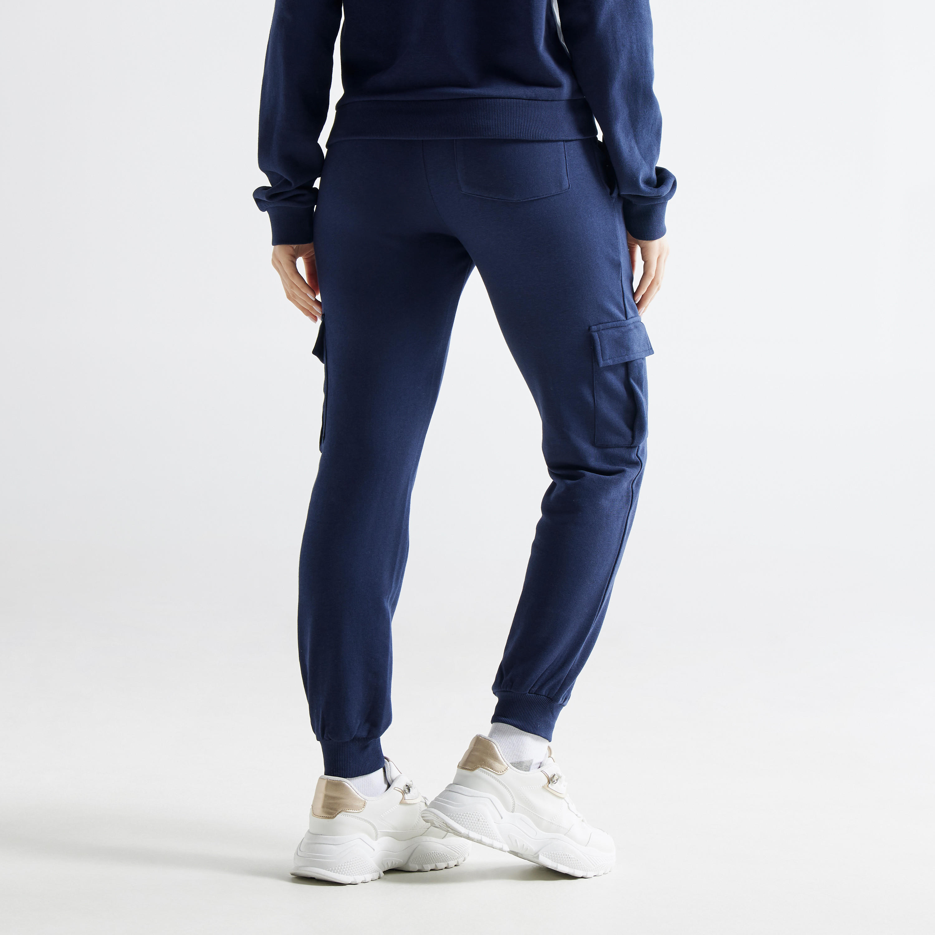 بنطلون رياضي سادة بخصر مرن وجيوب-women-clothing-bottoms-joggers-image-3