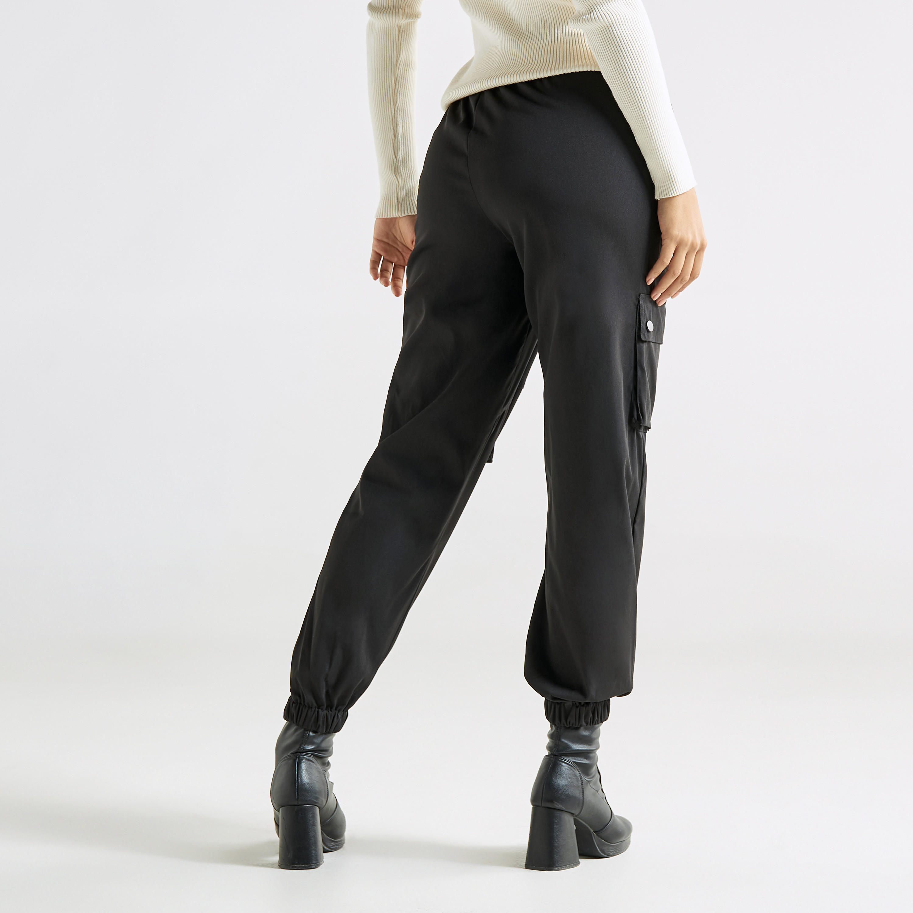 Plain Cargo Pants with Buckle Closure-women-clothing-bottoms-trousers-image-3