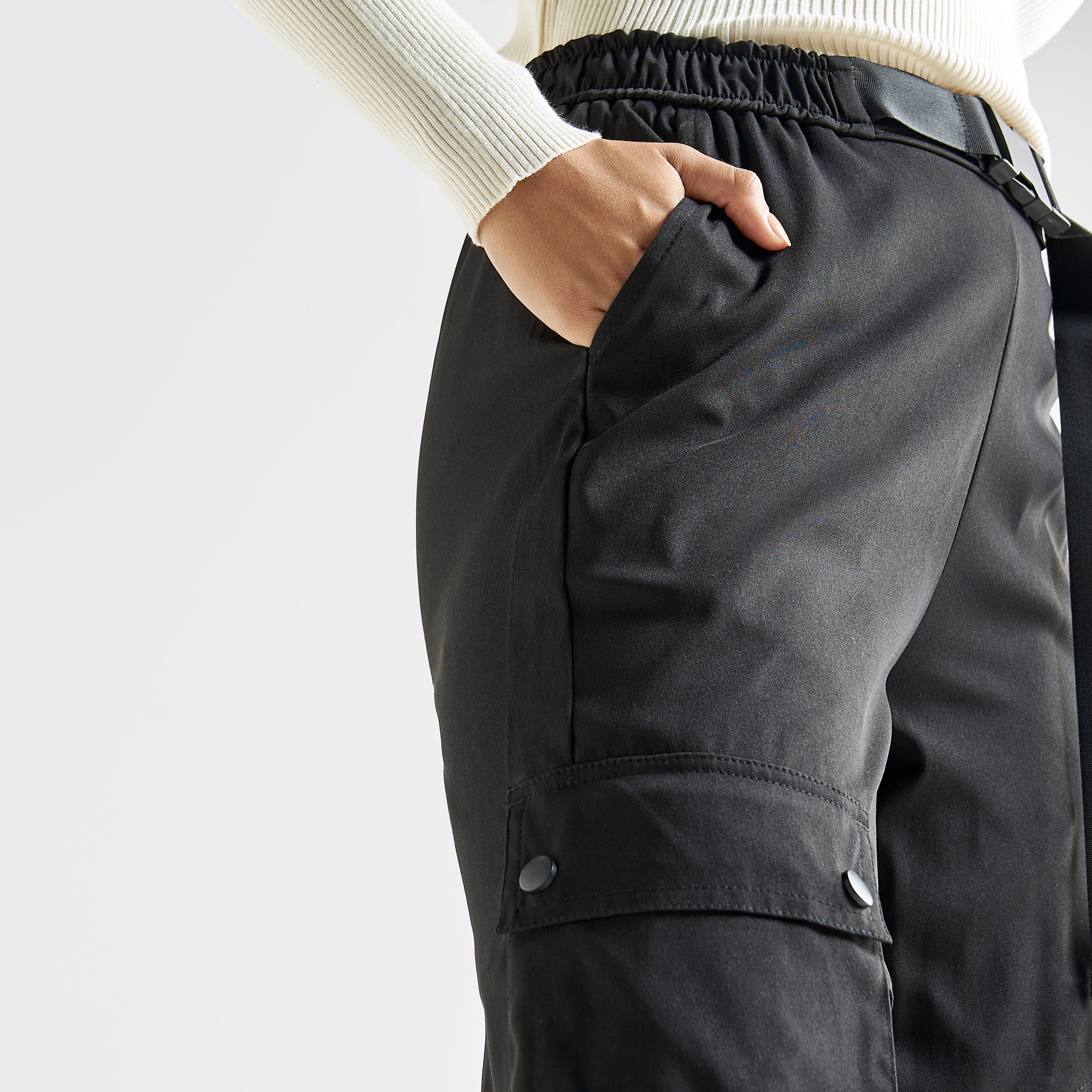 Plain Cargo Pants with Buckle Closure-women-clothing-bottoms-trousers-image-4