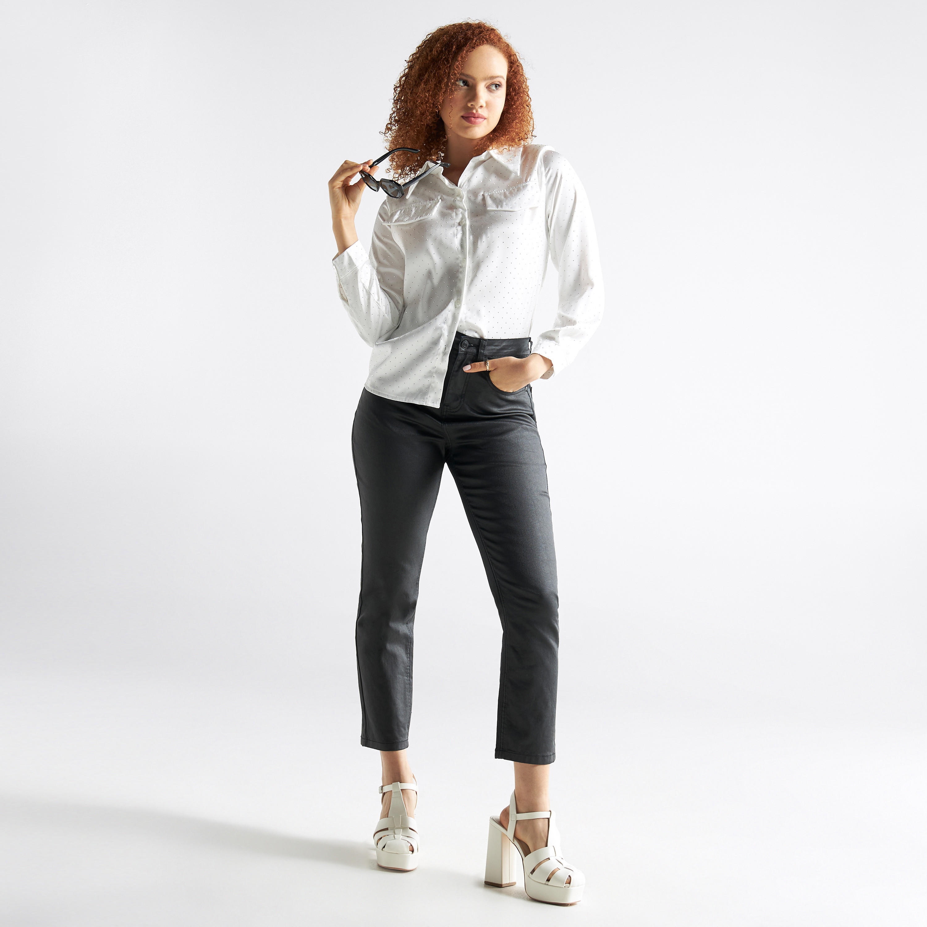 قميص مزين بأكمام طويلة وتفاصيل طية-women-clothing-shirtsandblouses-shirts-image-2