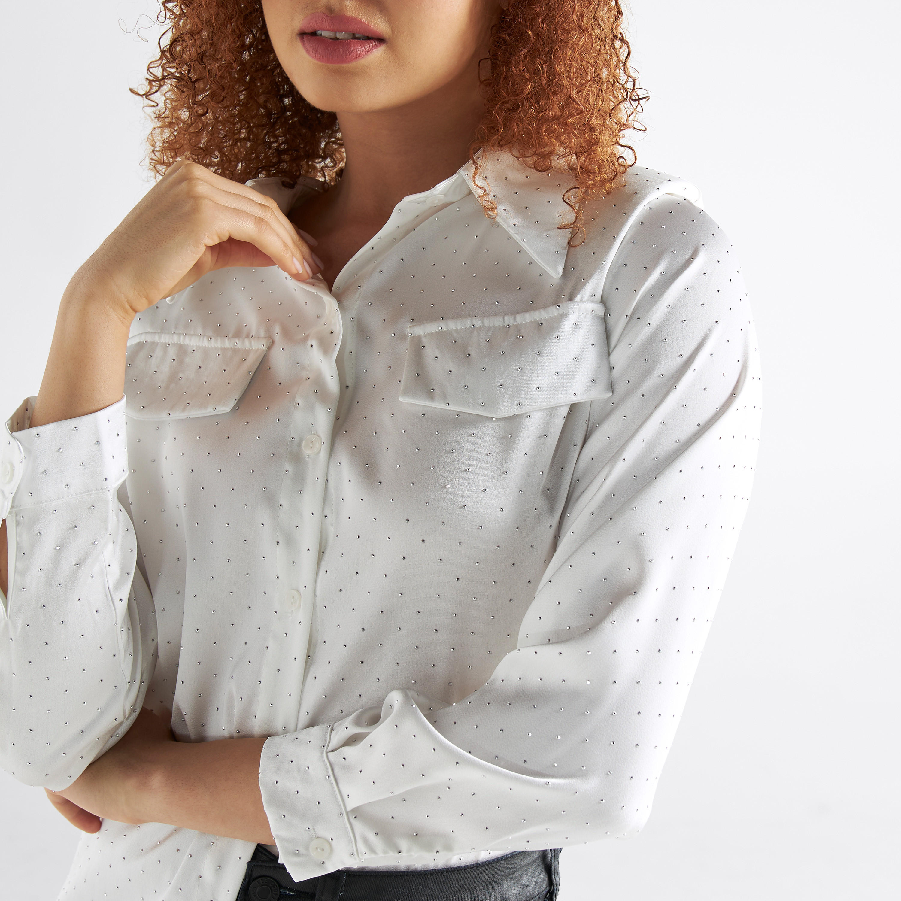 قميص مزين بأكمام طويلة وتفاصيل طية-women-clothing-shirtsandblouses-shirts-image-4