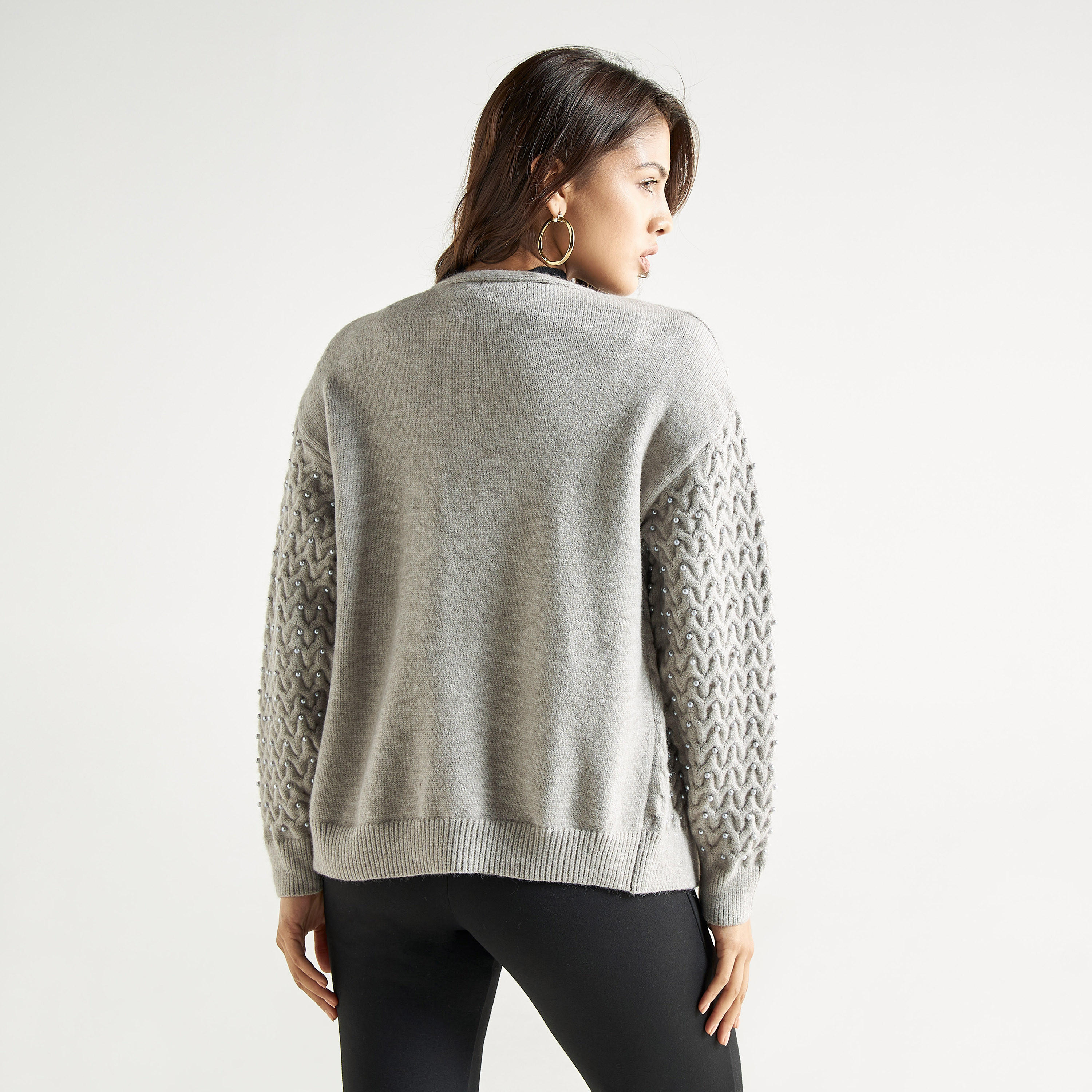 كارديجان بأكمام طويلة وتزيينات لؤلؤ-women-winterwear-cardigansandjumpers-cardigans-image-3