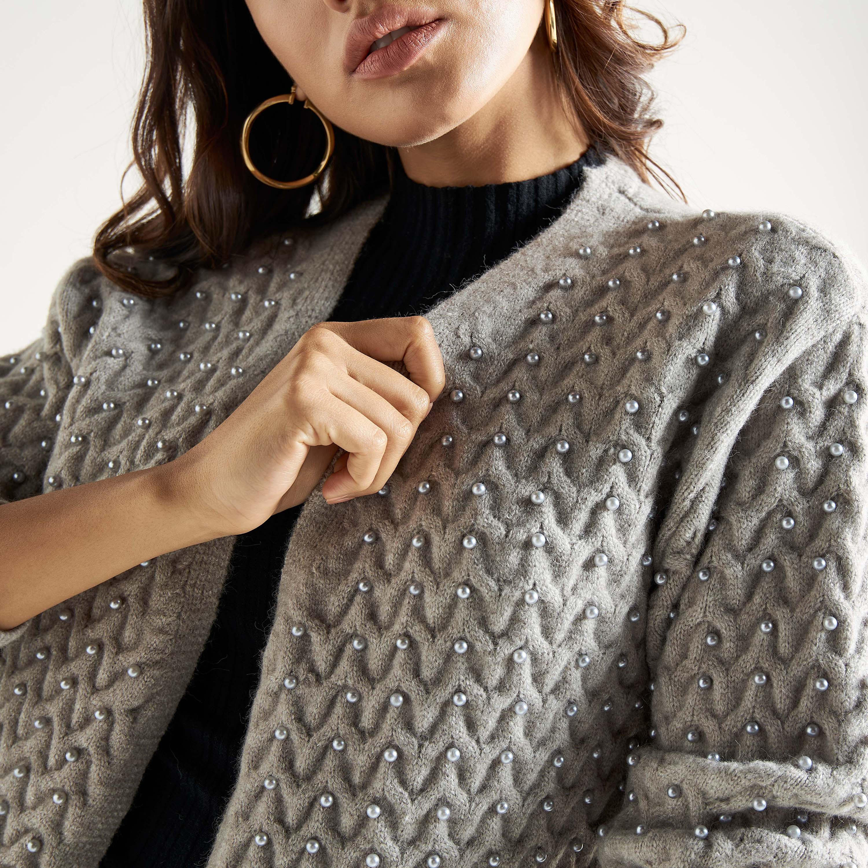 كارديجان بأكمام طويلة وتزيينات لؤلؤ-women-winterwear-cardigansandjumpers-cardigans-image-4