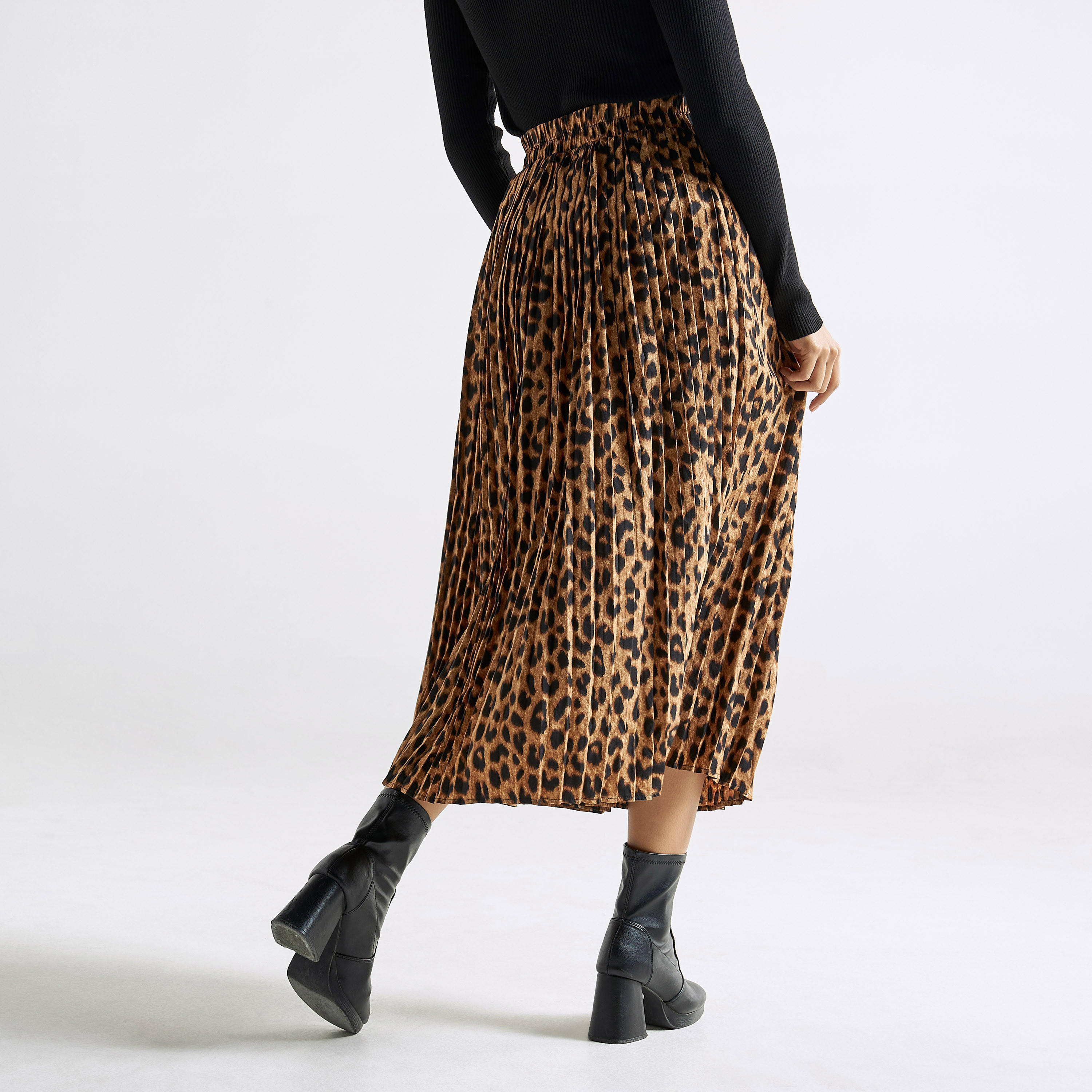 تنورة إيه لاين كشكش بخصر مطّاطي وطبعات حيوانات-women-clothing-bottoms-skirts-image-3