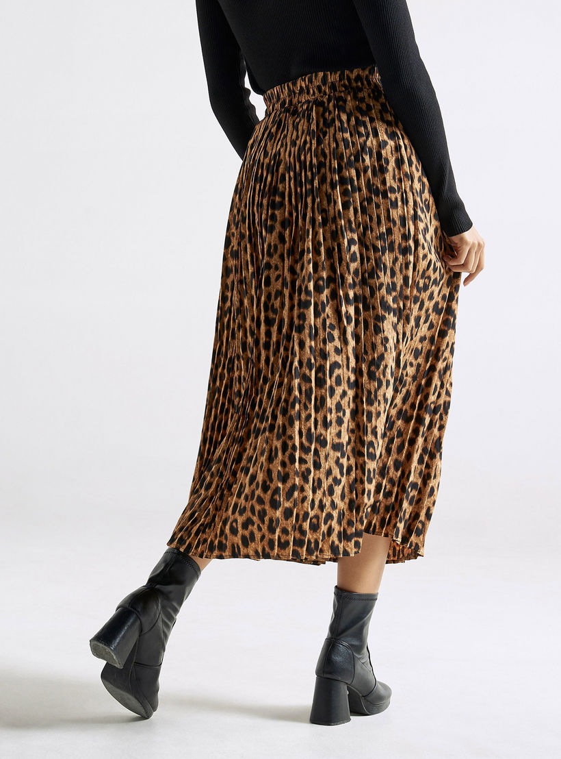 تنورة إيه لاين كشكش بخصر مطّاطي وطبعات حيوانات-women-clothing-bottoms-skirts-image-3