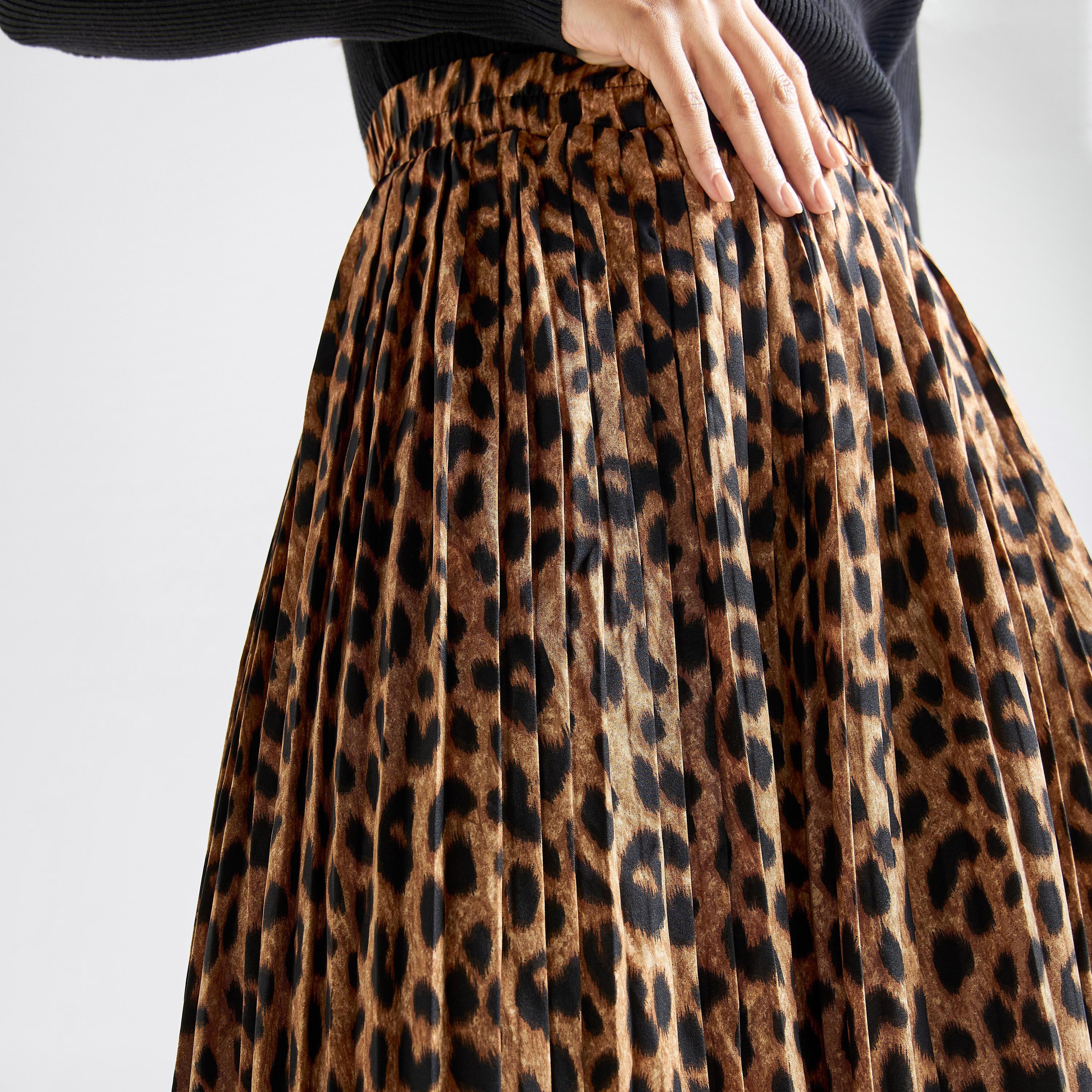 تنورة إيه لاين كشكش بخصر مطّاطي وطبعات حيوانات-women-clothing-bottoms-skirts-image-4