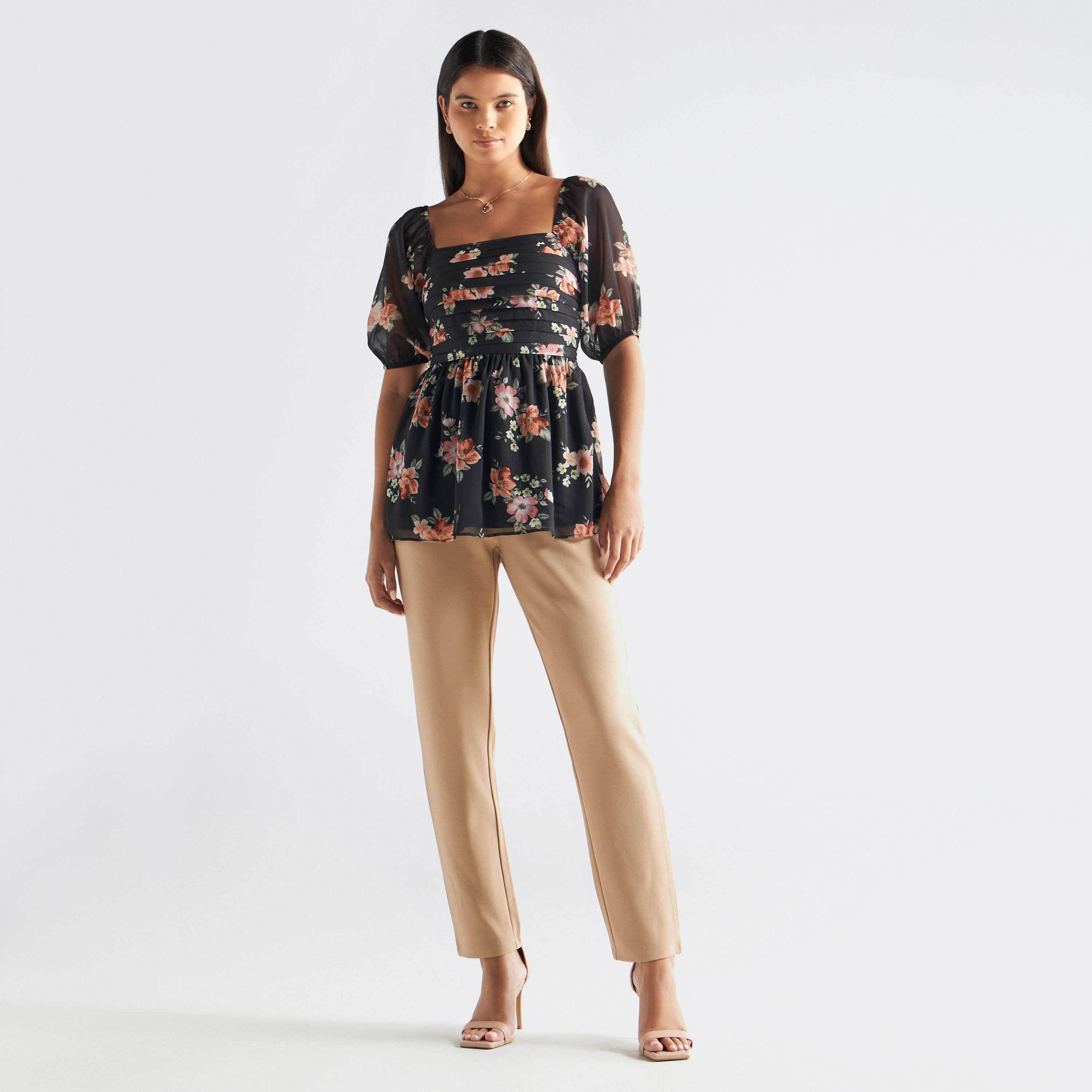 Floral Print Top with Puff Sleeves-women-clothing-shirtsandblouses-blouses-image-2