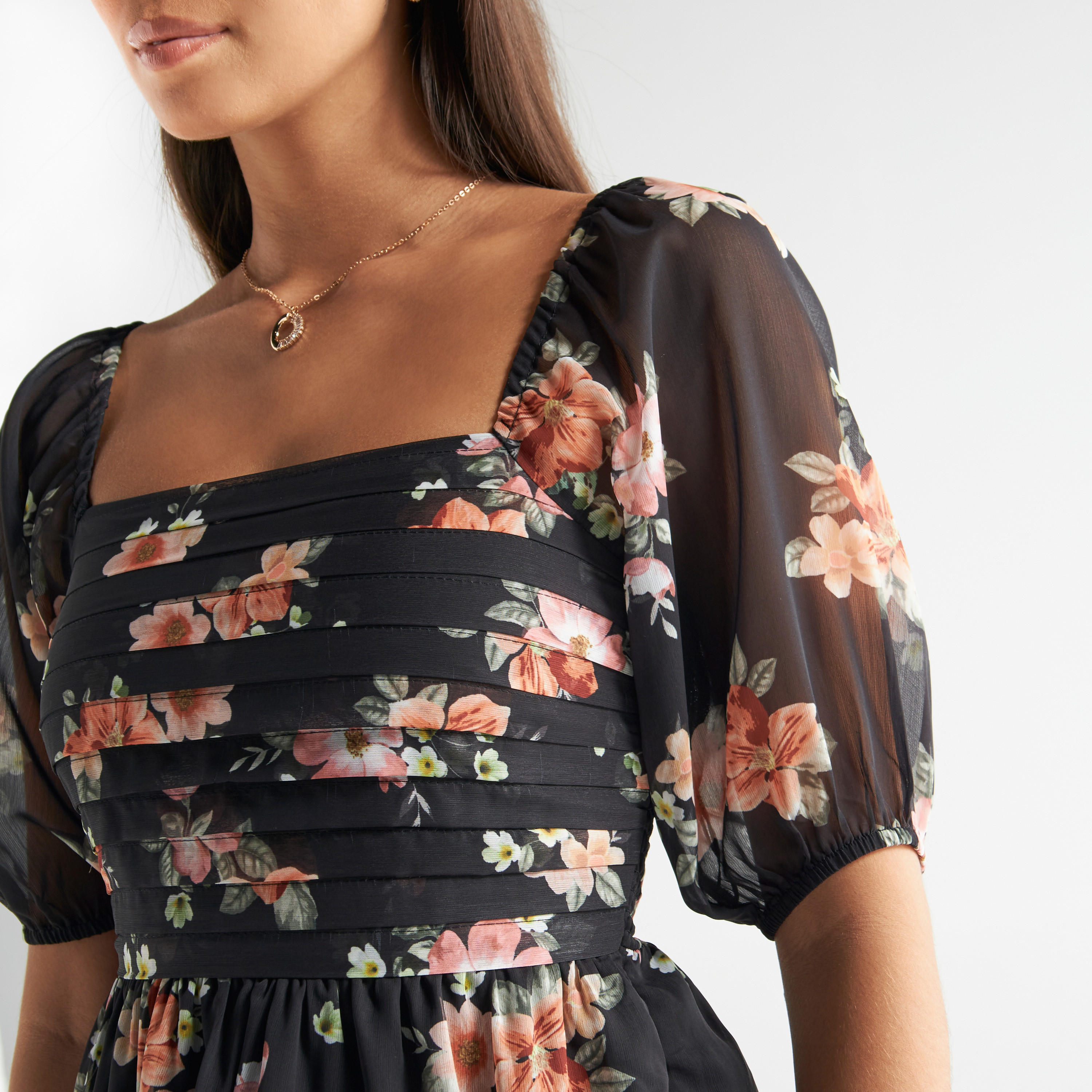 Floral Print Top with Puff Sleeves-women-clothing-shirtsandblouses-blouses-image-4