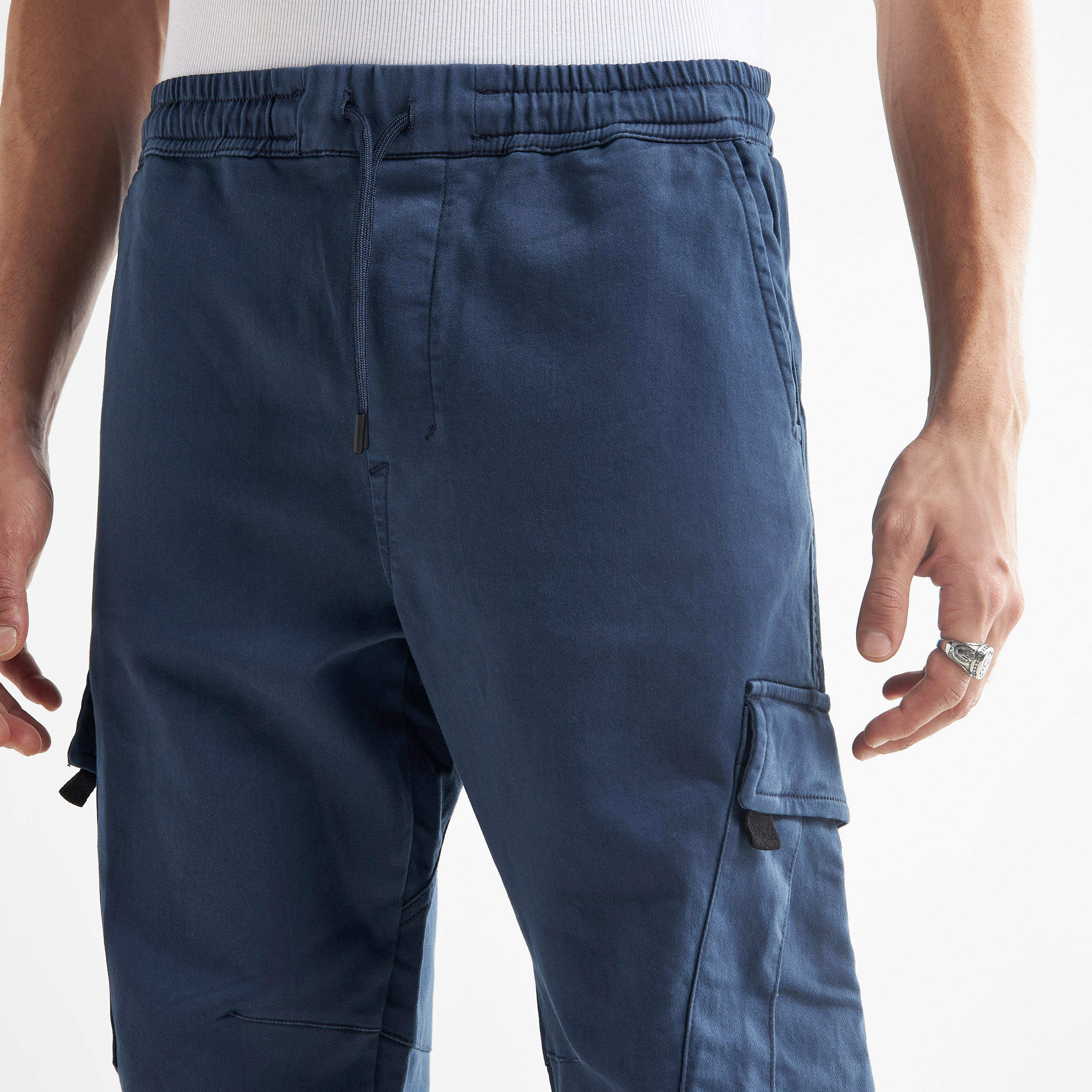 Solid Flexi-Waist Cargo Joggers-men-clothing-bottoms-joggers-image-4