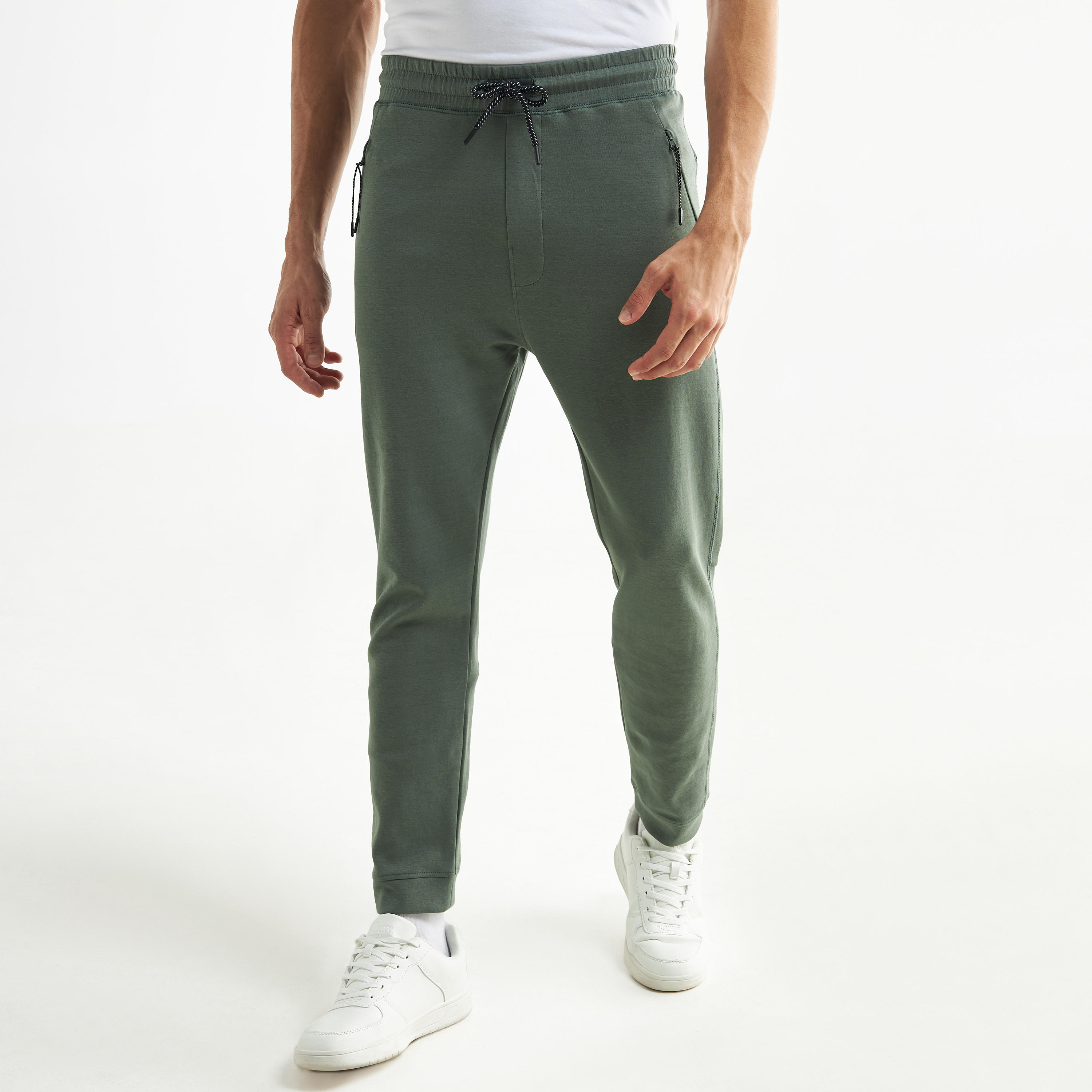 Solid Flexi Waist Joggers with Drawstring Closure and Pockets-men-clothing-bottoms-joggers-image-1