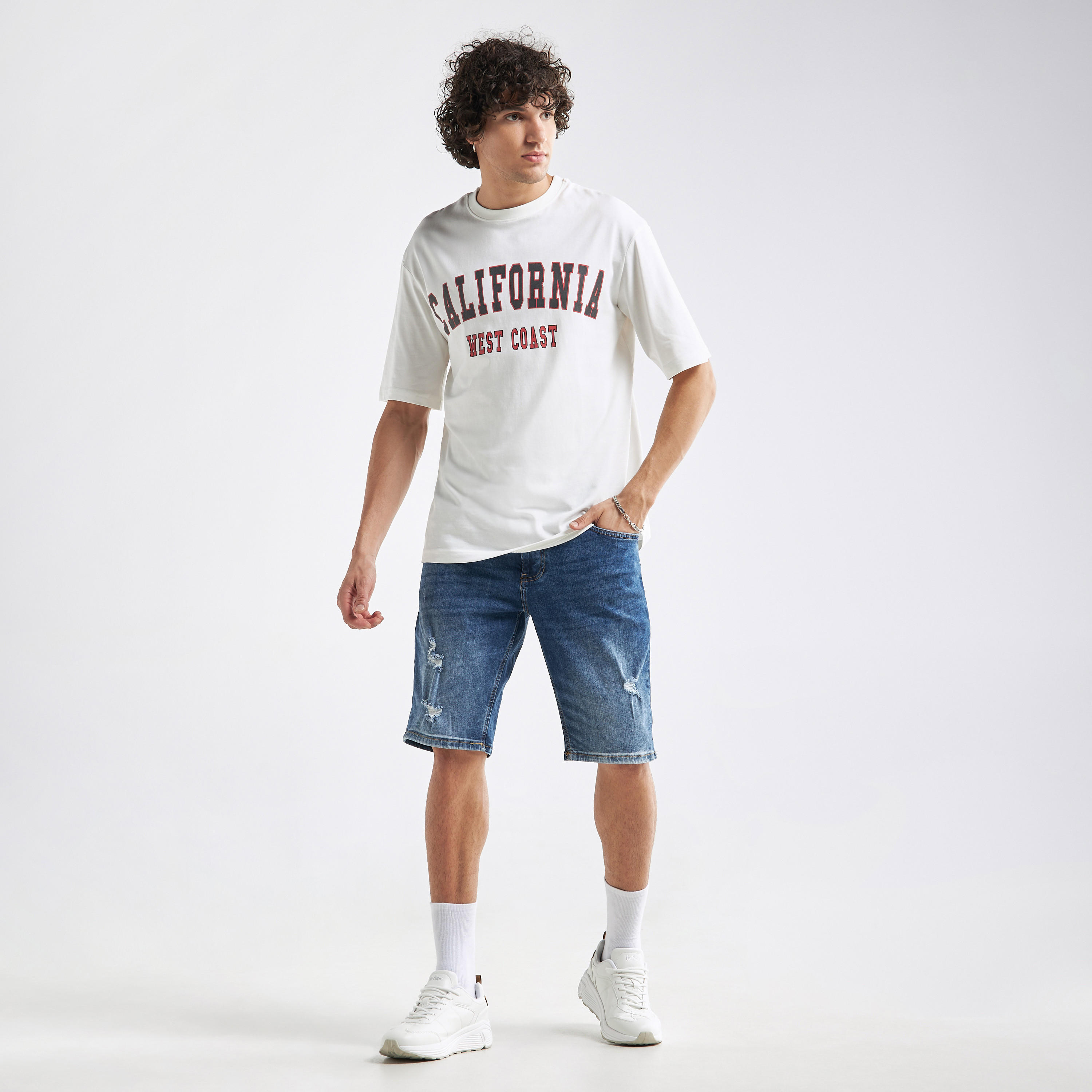 Typography Print Oversized T-shirt with Short Sleeves and Crew Neck-men-clothing-tshirtsandpolos-tshirts-image-2