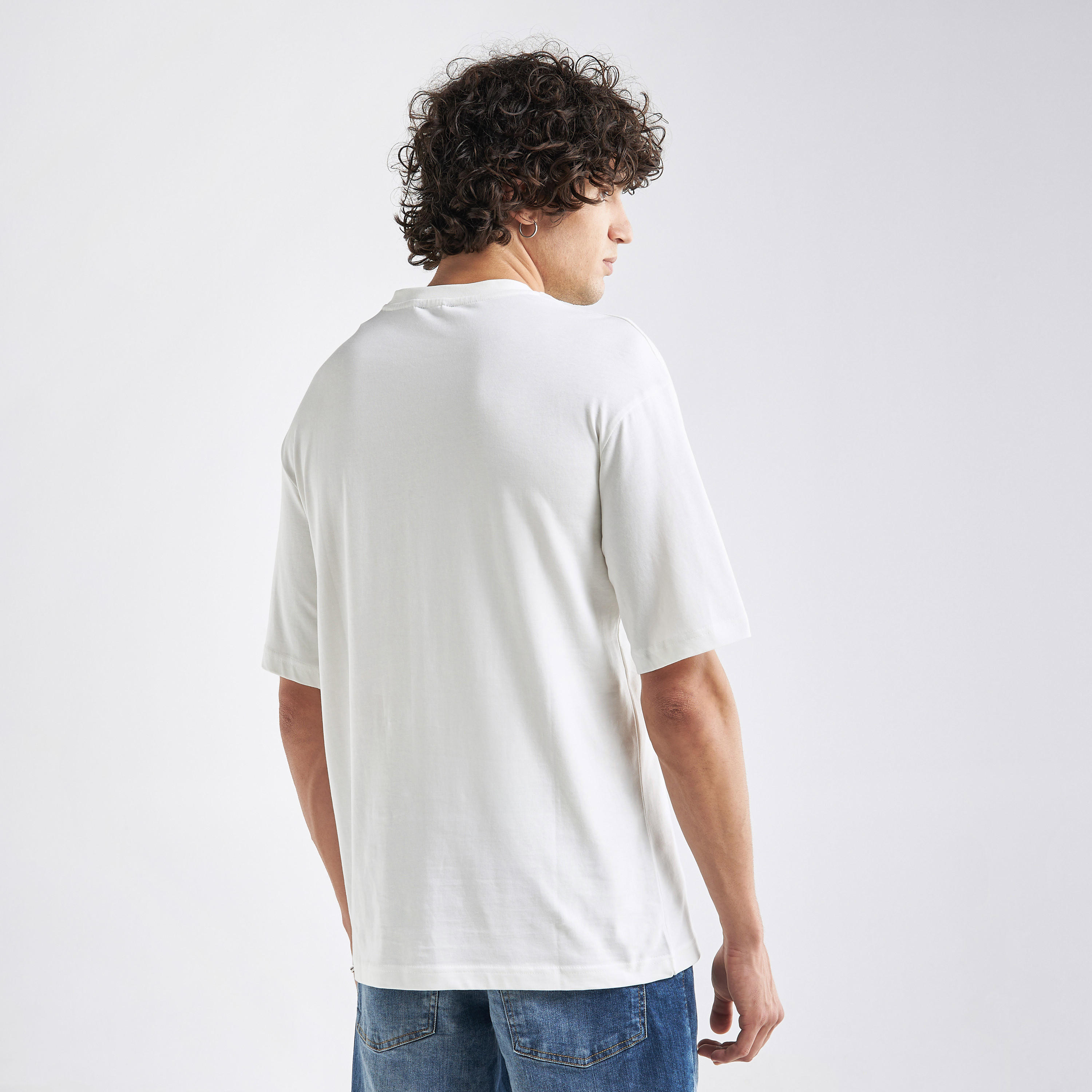 Typography Print Oversized T-shirt with Short Sleeves and Crew Neck-men-clothing-tshirtsandpolos-tshirts-image-3