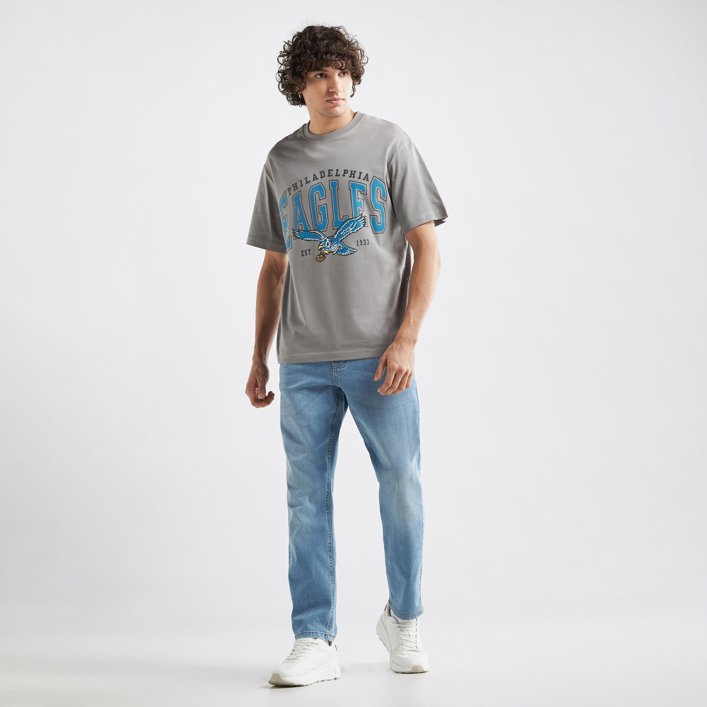 Typography Print Oversized T-shirt with Short Sleeves and Crew Neck-men-clothing-tshirtsandpolos-tshirts-image-2