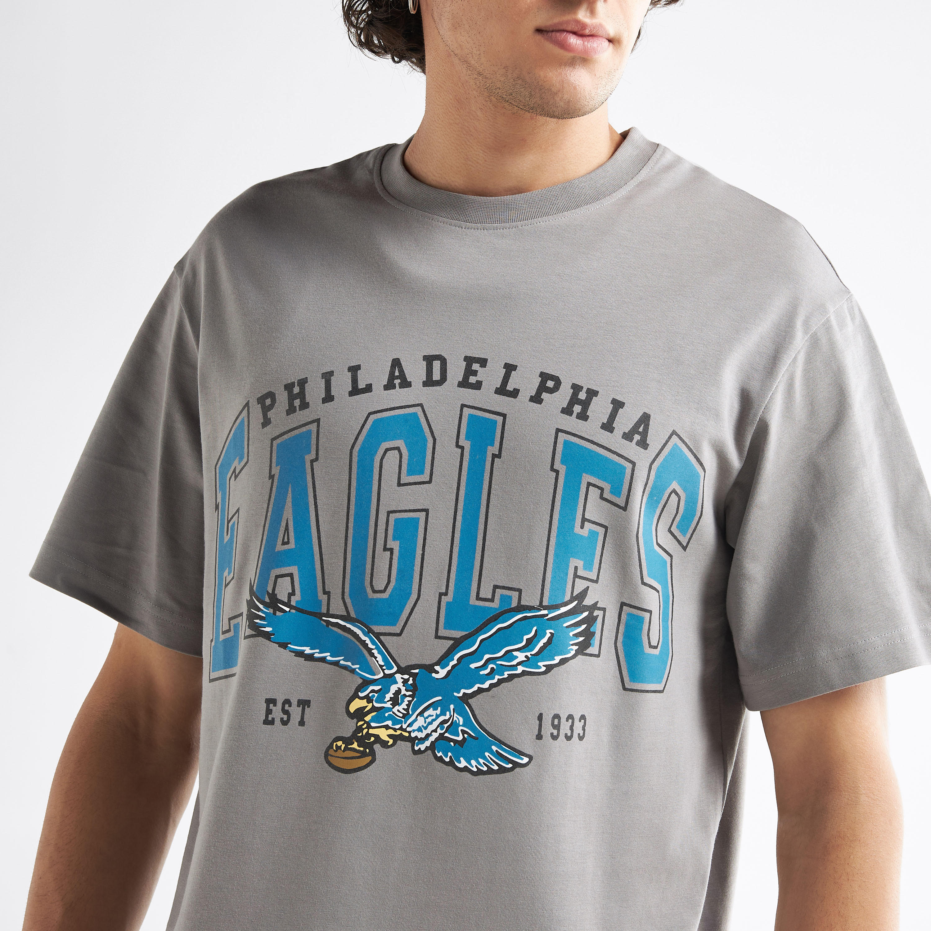 Typography Print Oversized T-shirt with Short Sleeves and Crew Neck-men-clothing-tshirtsandpolos-tshirts-image-4