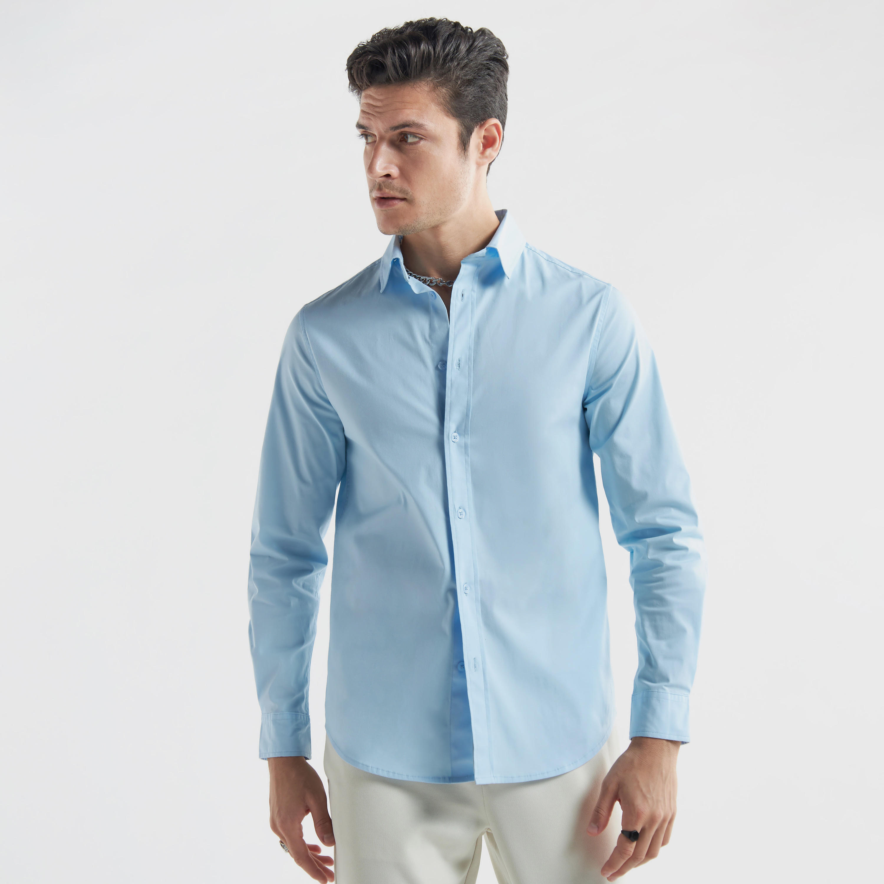 Solid Shirt with Long Sleeves-men-clothing-shirts-image-1